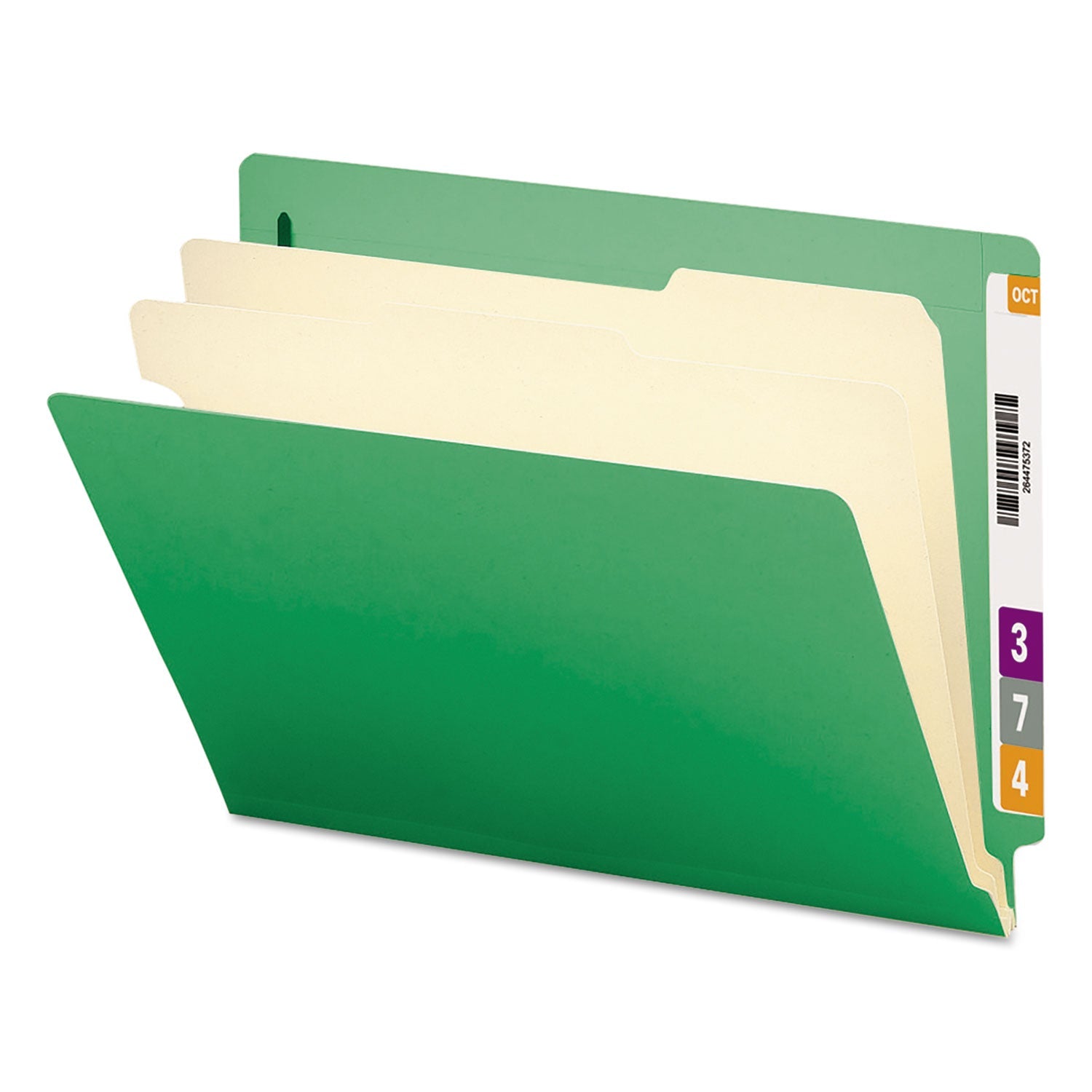 Colored End Tab Classification Folders | Green