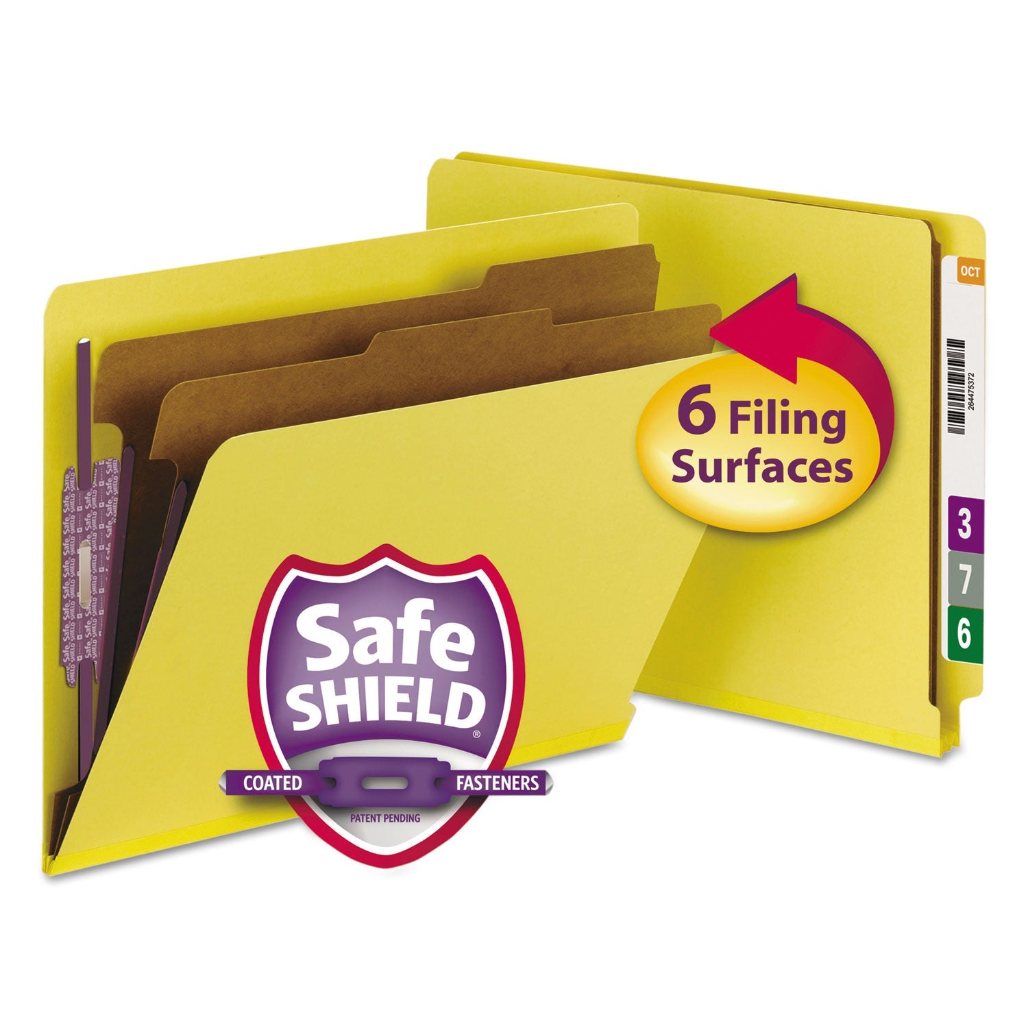End Tab Pressboard Classification Folders | Yellow