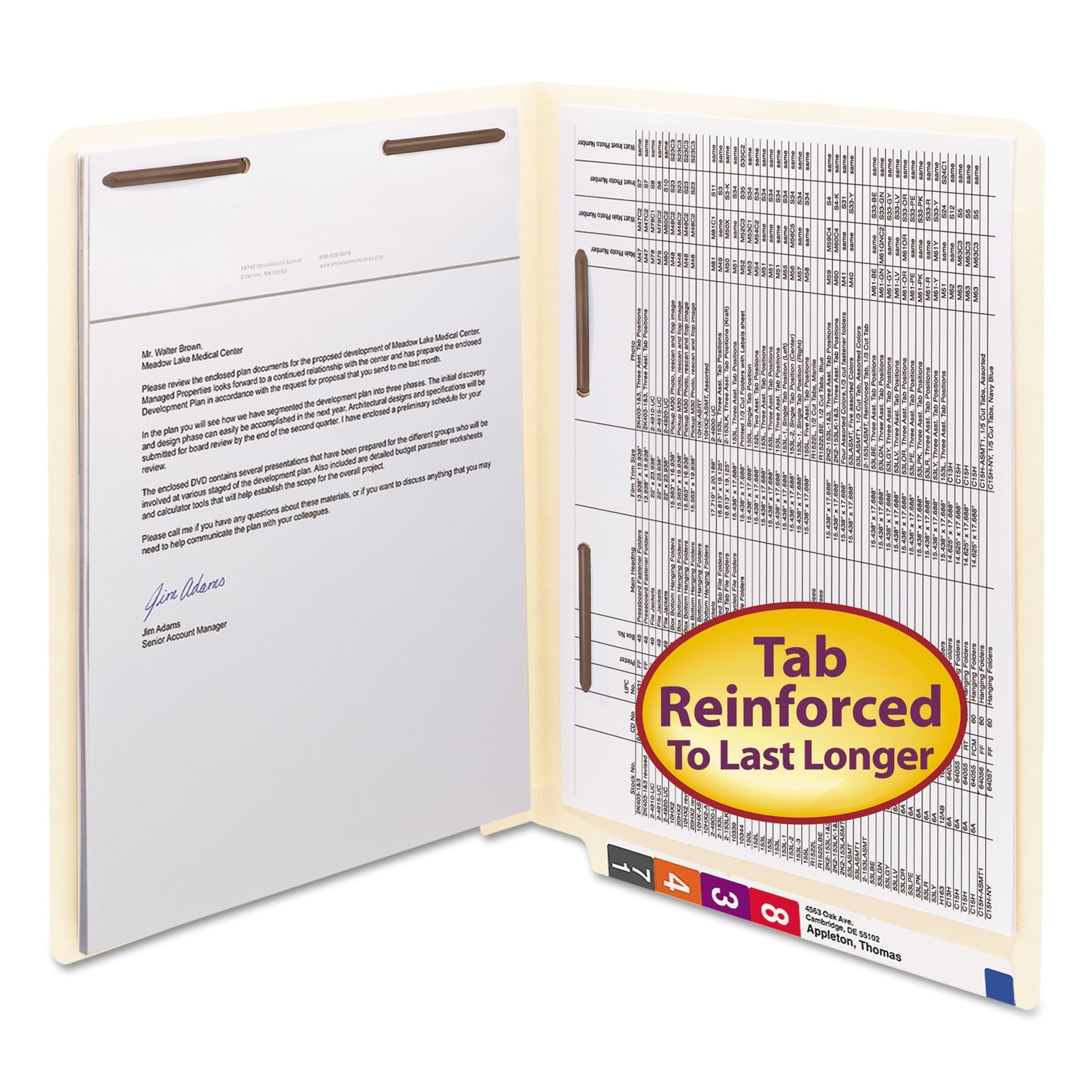 End Tab Fastener Folders | Top/Side | 50/Box