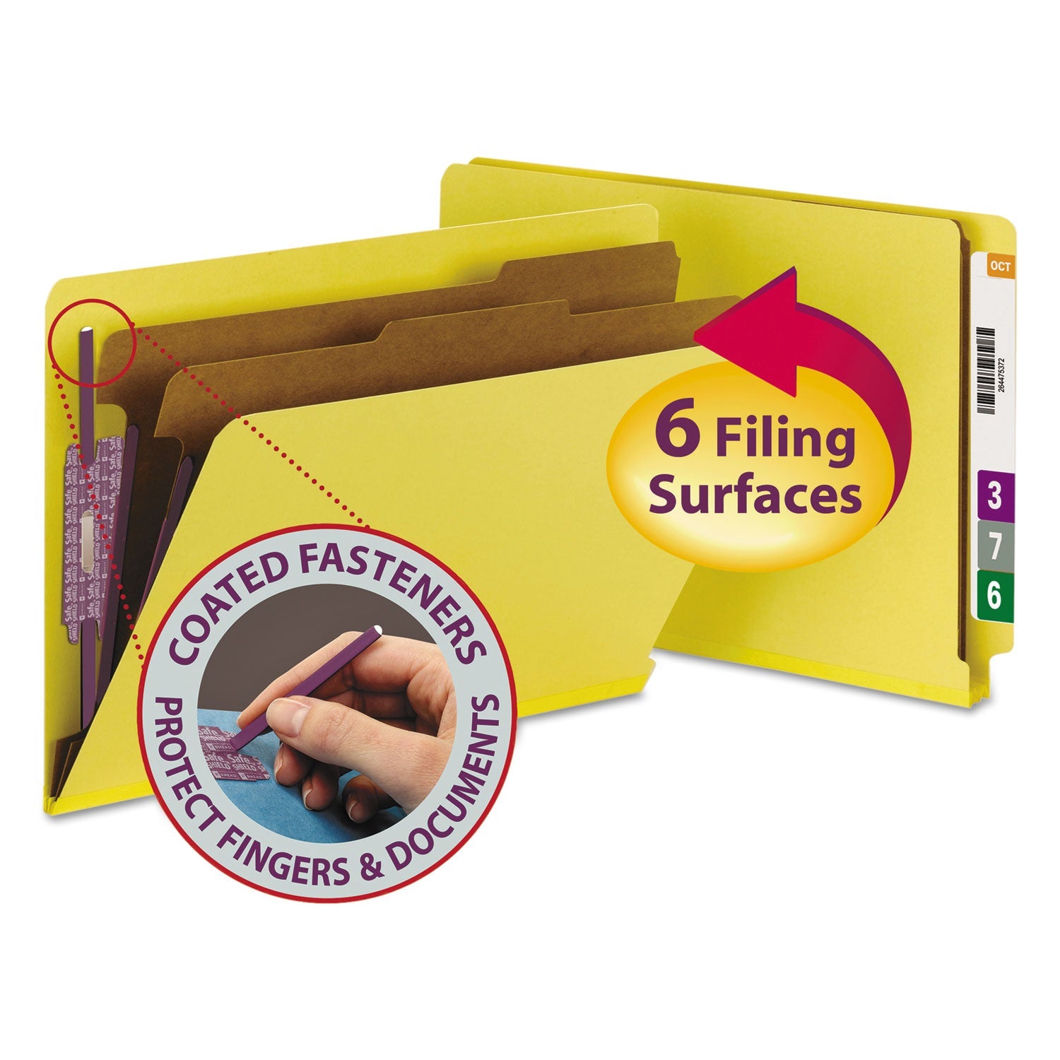 End Tab Pressboard Classification Folders | Yellow