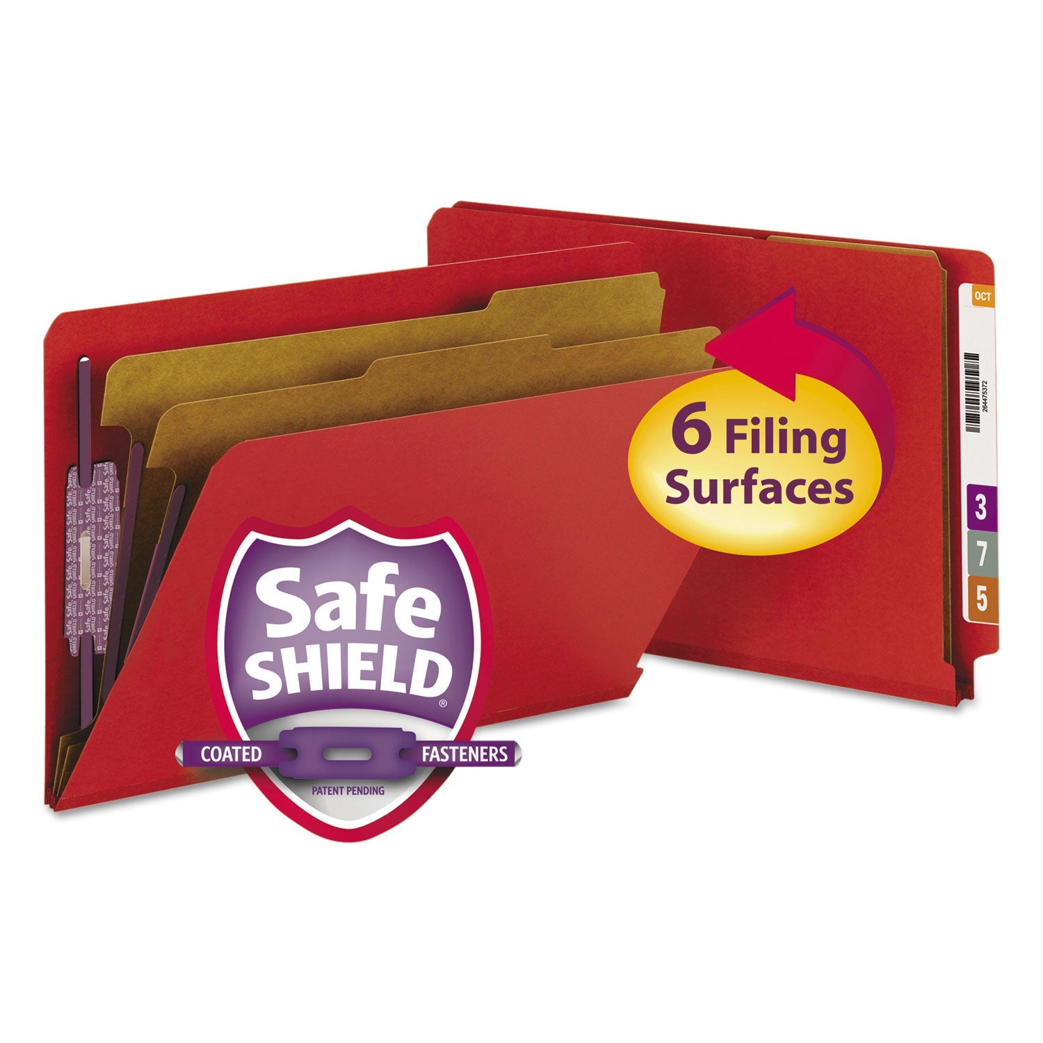End Tab Pressboard Classification Folders | Red