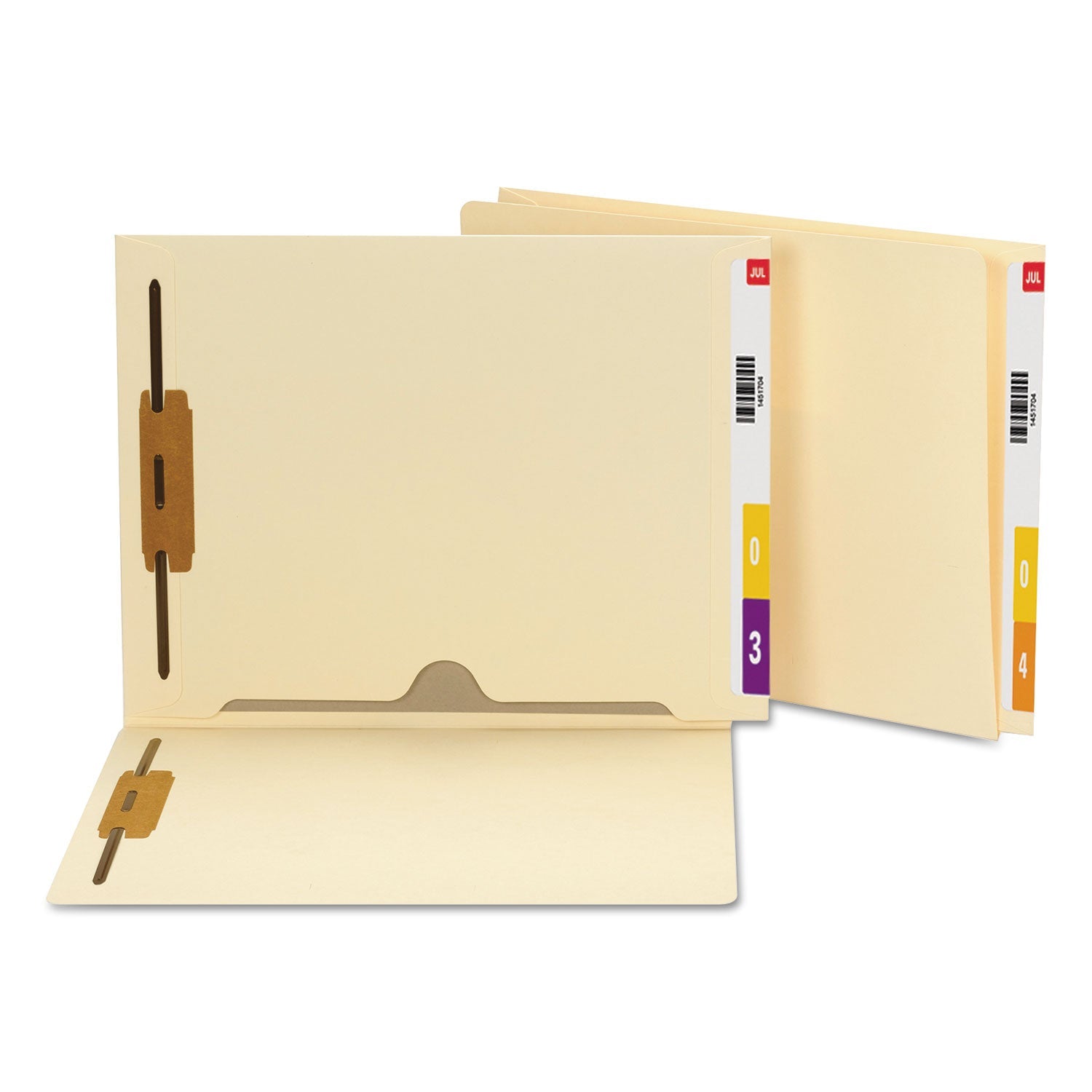 Smead Heavyweight End Tab Fastener Folders, Interior Back-Cover Pocket, 0.75" Expansion, 2 Fasteners, Letter Size, Manila, 50/Box
