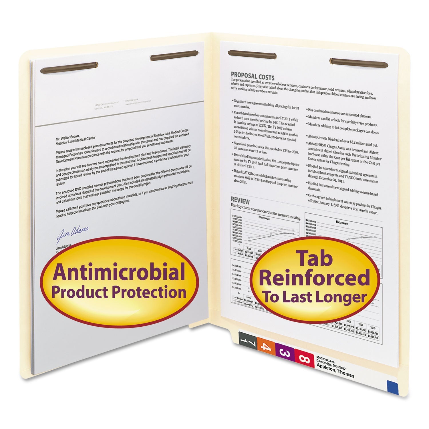 Smead Reinforced End Tab Fastener Folders | 50/Box