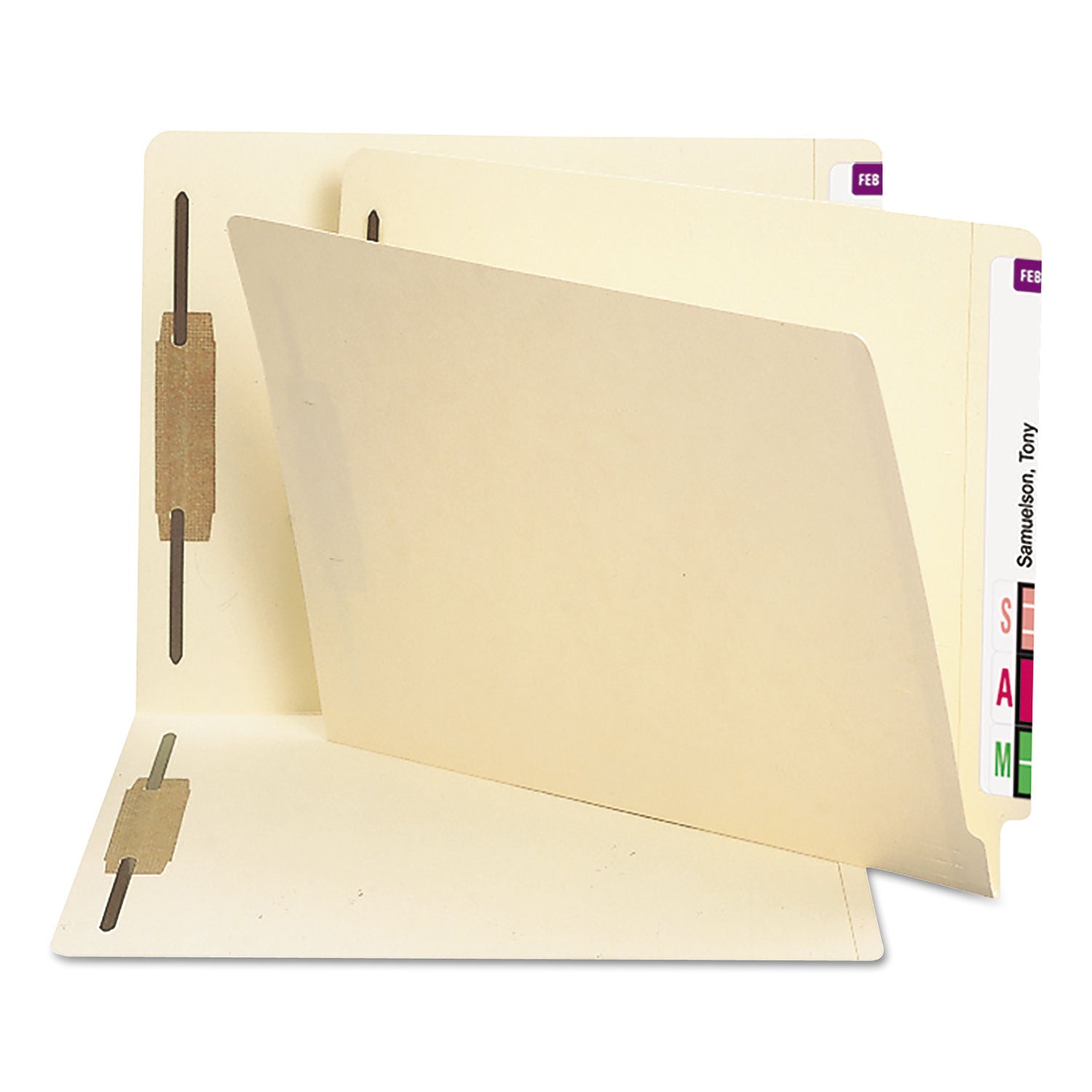 Smead End Tab Fastener Folders with Reinforced Straight Tabs, 11-pt Manila, 2 Fasteners, Letter Size, Manila Exterior, 250/Box