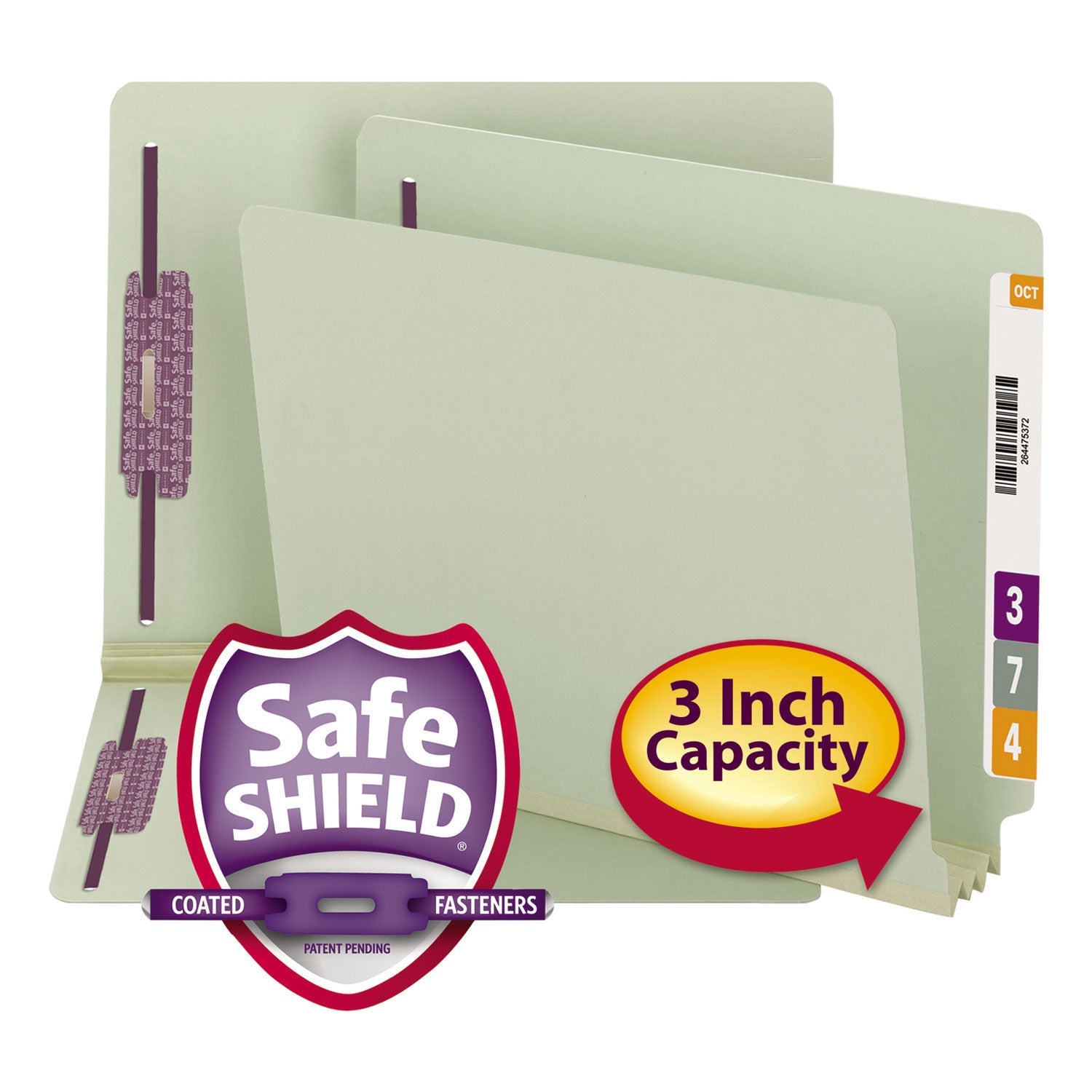 End Tab Pressboard Classification Folders| Gray