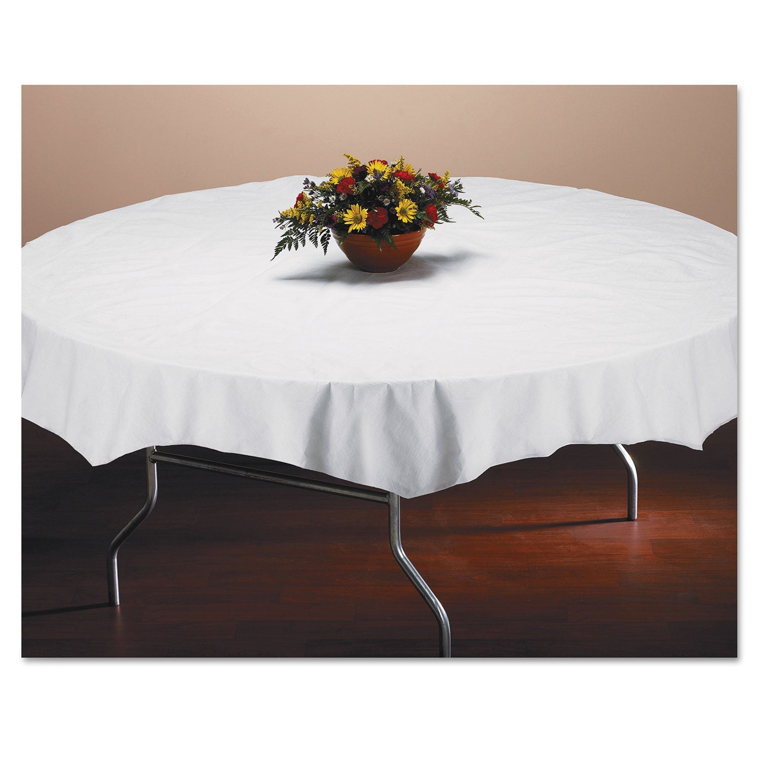 Hoffmaster® Tissue/poly Tablecovers, 82" Diameter, White, 25/carton