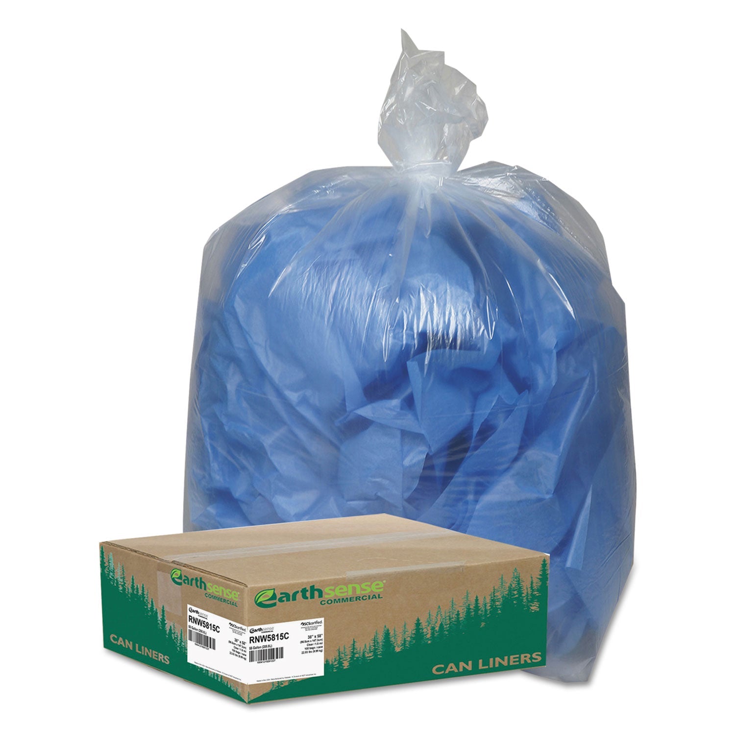 Clear Recycled Can Liners | 60 Gal | 100 ct