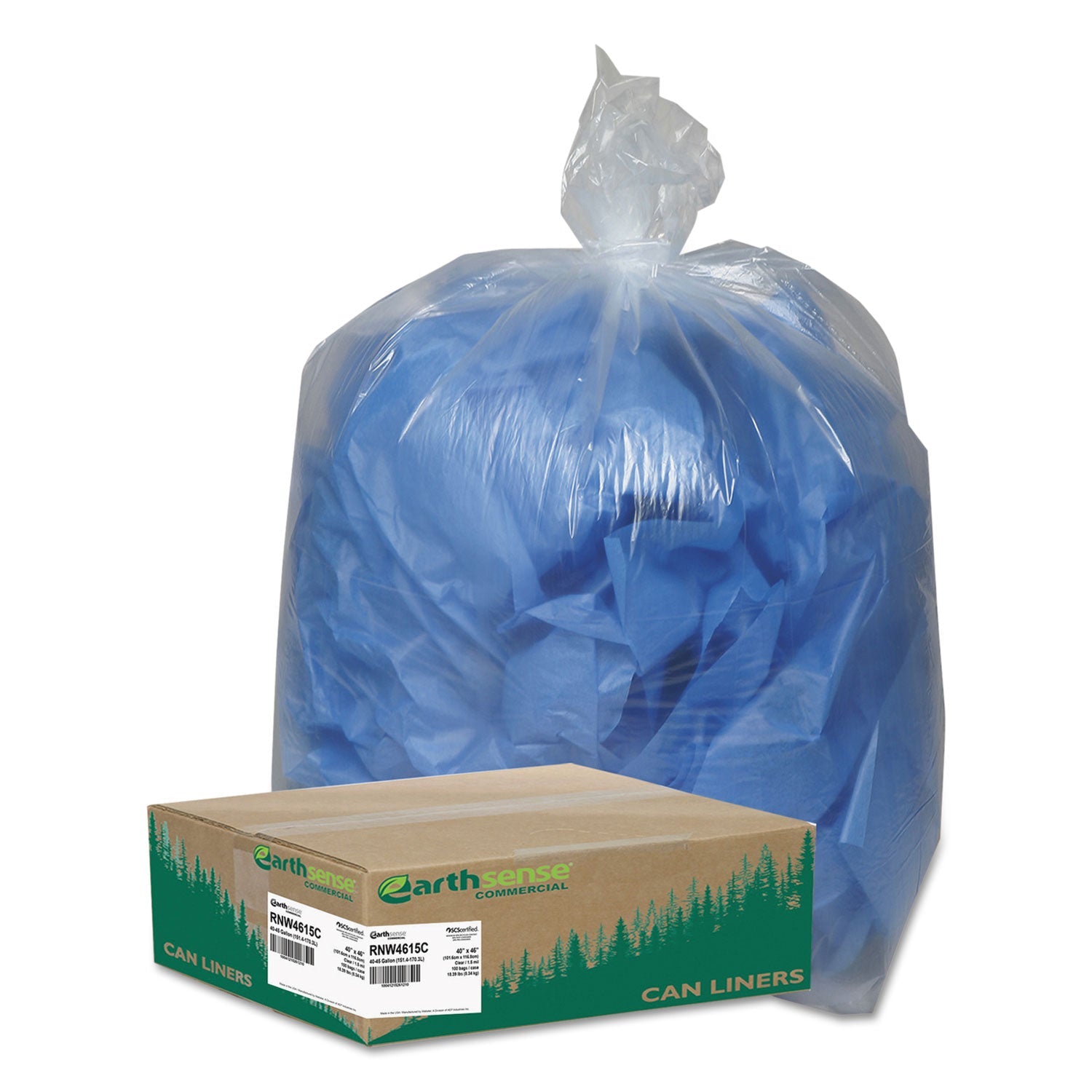 Clear Recycled Can Liners | 45 Gal | 100 ct