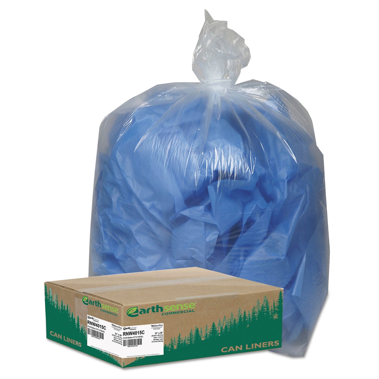 Commercial Recycled Can Liners | 33 gal, Clear