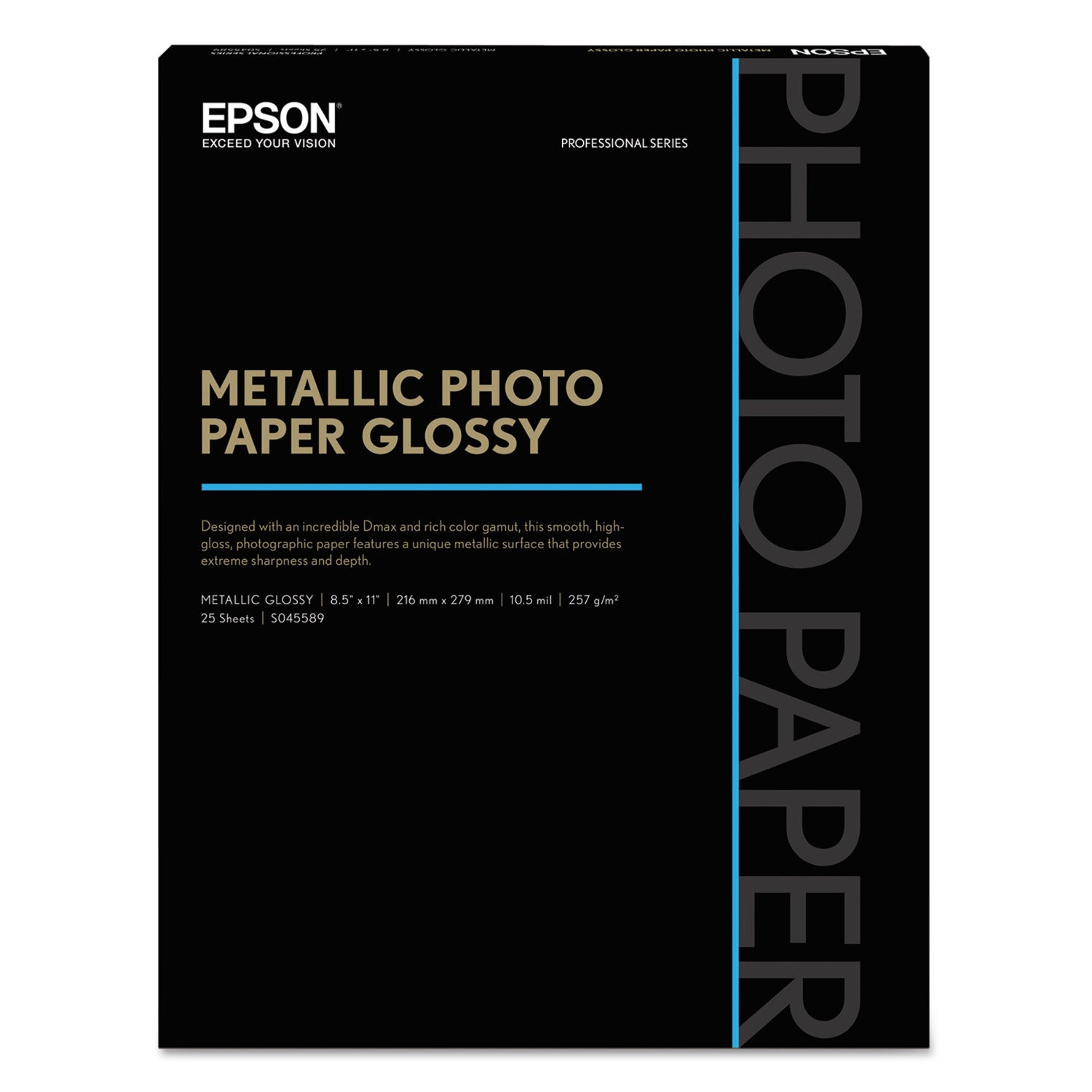 Epson® Professional Media Metallic Gloss Photo Paper, 10.5 Mil, 8.5 X 11, White, 25/pack