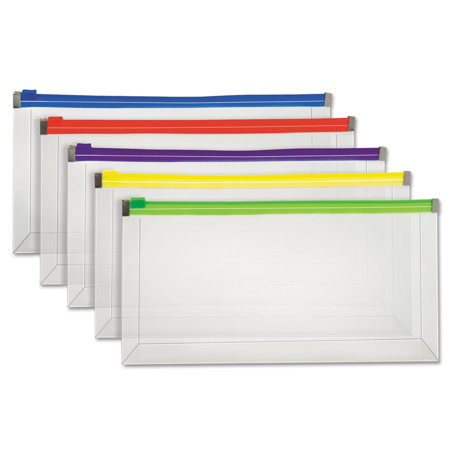 Pendaflex® Poly Zip Check Envelope, Zipper Closure, 10.13 x 5.13, Assorted Colors, 5/Pack