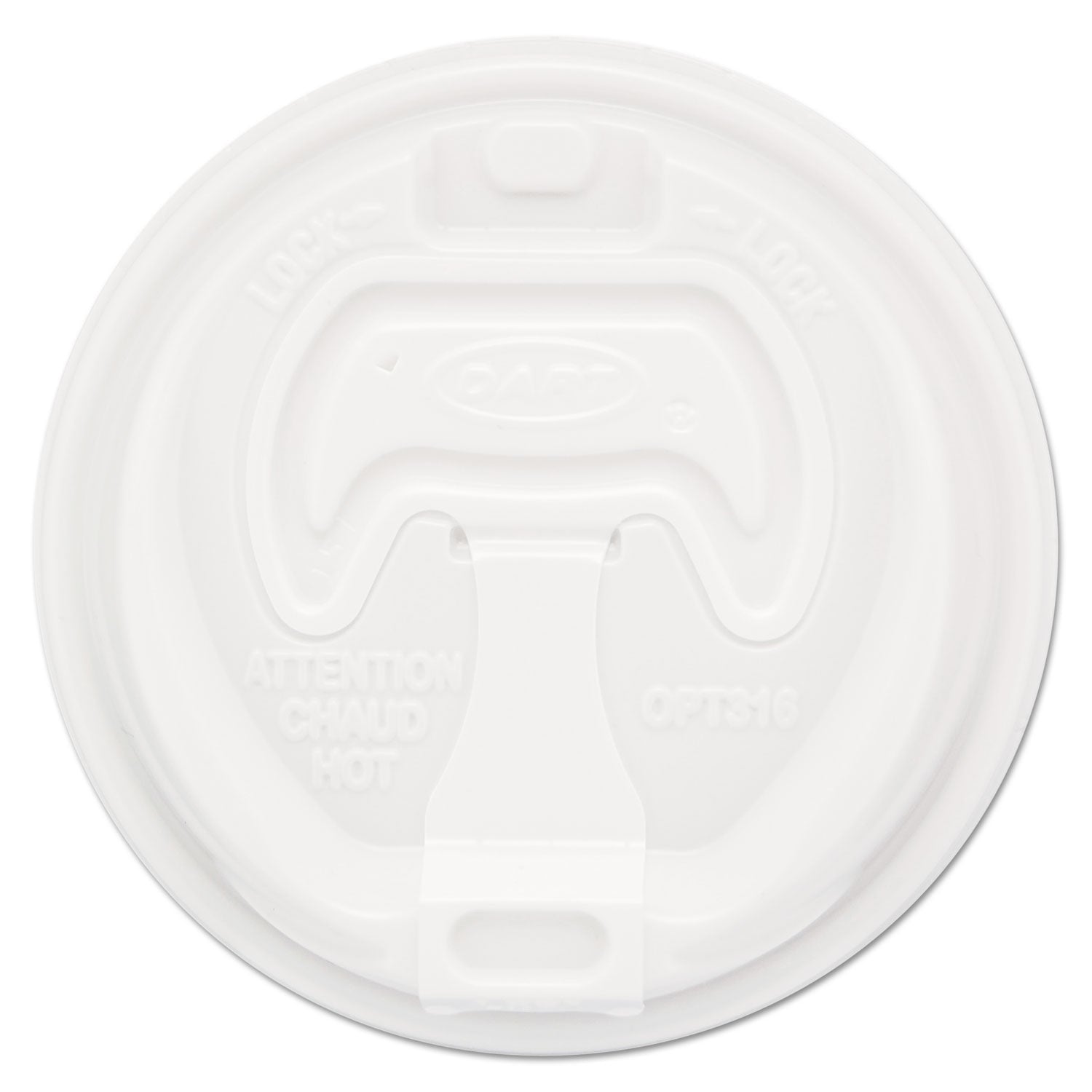 Dart® Optima Reclosable Lid, Fits 12 oz to 24 oz Hot Cups, Plastic, White, 100/Pack