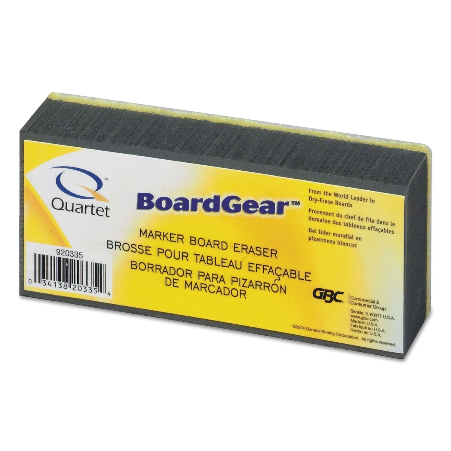 Quartet® Boardgear Marker Board Eraser, 5" X 2.75" X 1.38"