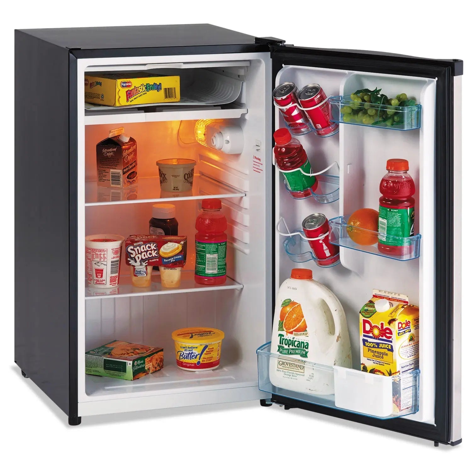 Avanti 4.4 Cf Refrigerator, 19 1/2"w X 22"d X 33"h, Black/stainless Steel