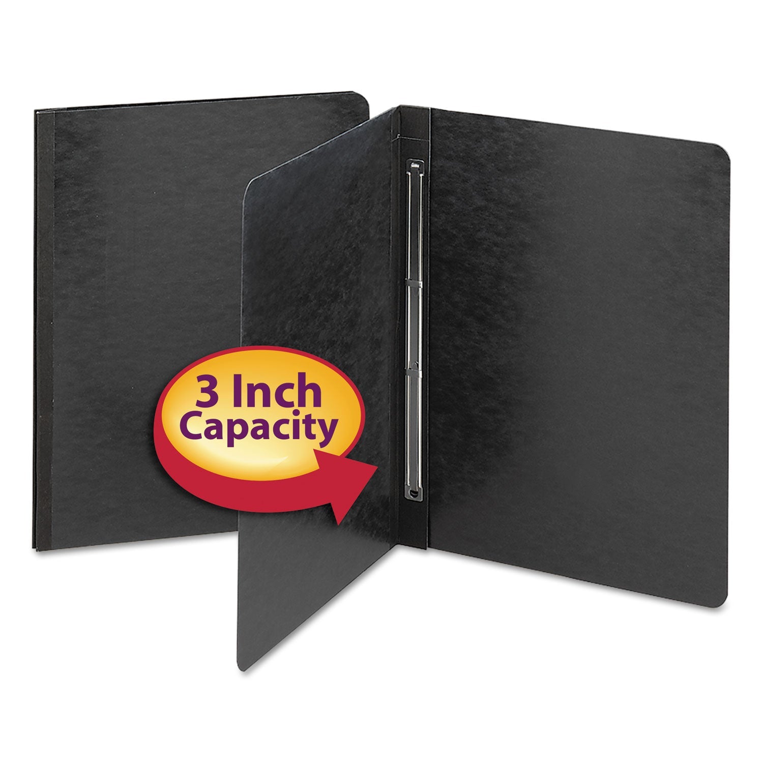 Smead Prong Fastener Premium Pressboard Report Cover, Two-Piece Prong Fastener, 3" Capacity, 8.5 X 11, Black/black