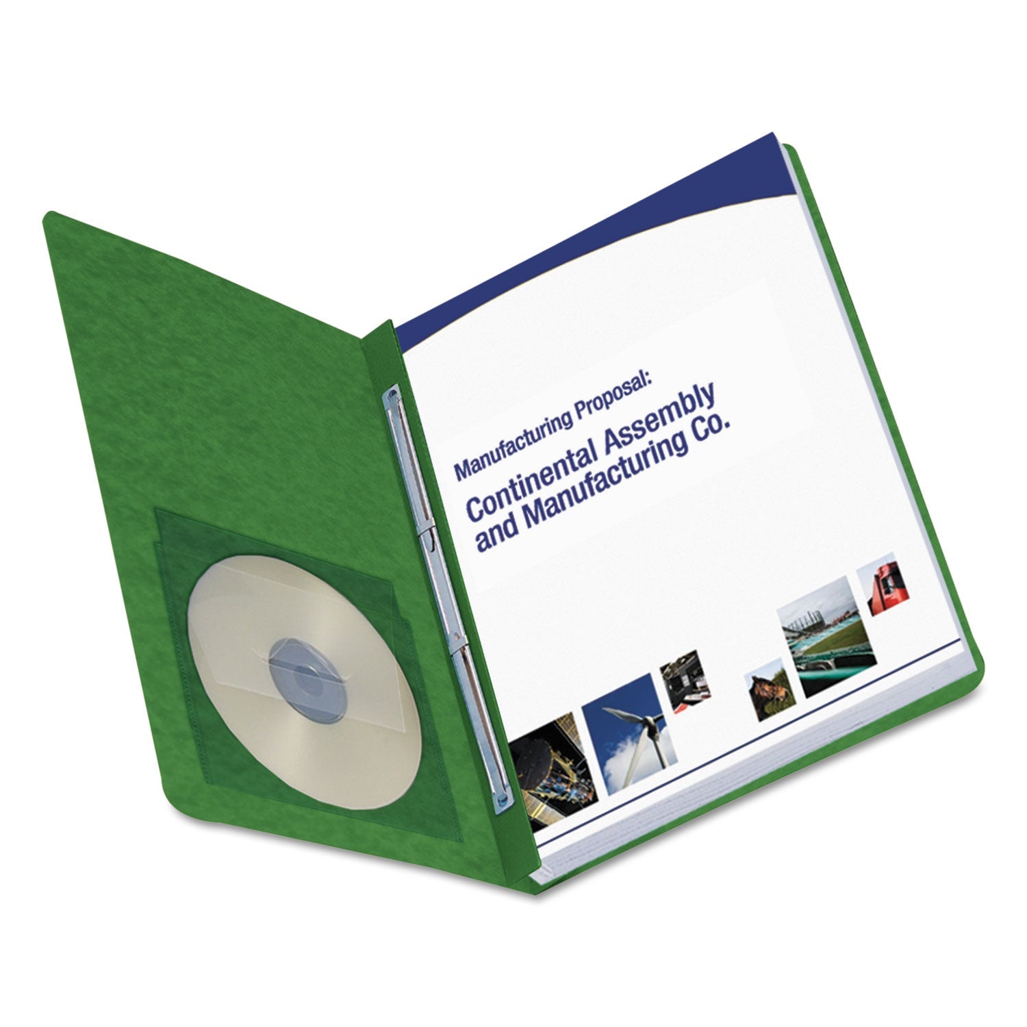 Smead Prong Fastener Premium Pressboard Report Cover, Two-Piece Prong Fastener, 3" Capacity, 8.5 X 11, Green/green