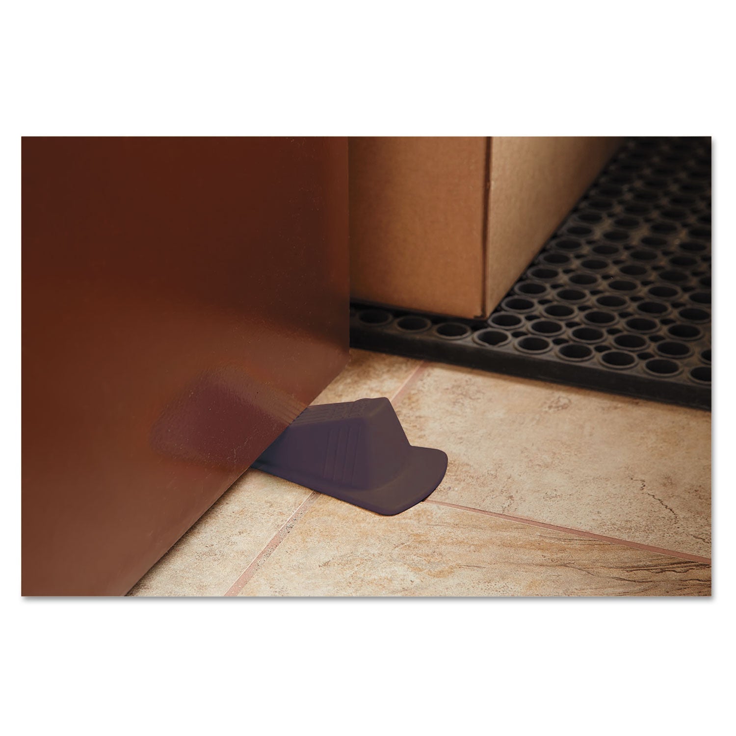 Master Caster® Giant Foot Doorstop, No-Slip Rubber Wedge, 3.5w X 6.75d X 2h, Brown