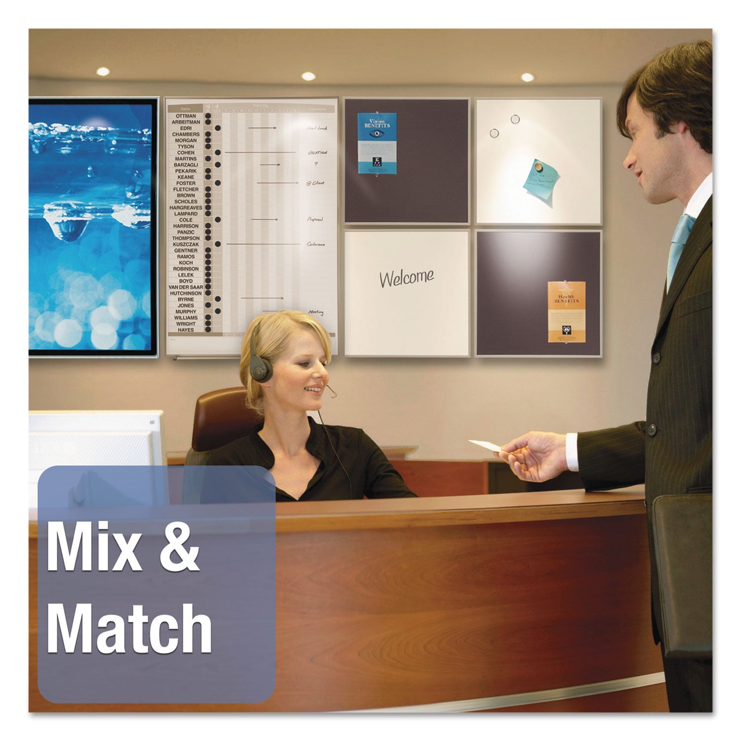 Quartet® Matrix Magnetic Boards, 23" x 16", White Surface, Satin Aluminum Frame
