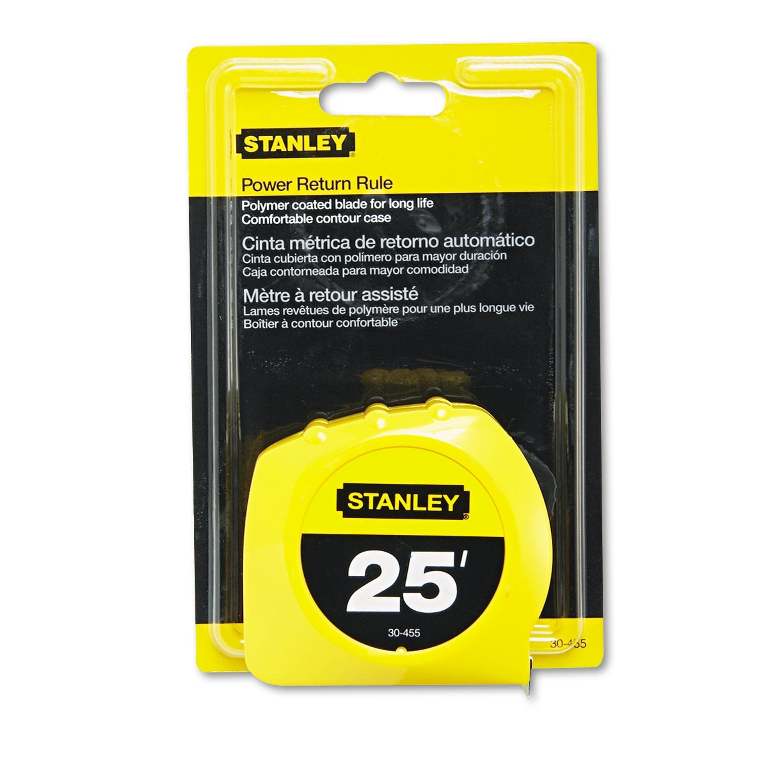 Stanley Bostitch® Power Return Tape Measure, Plastic Case, 1" x 2 5ft, Yellow