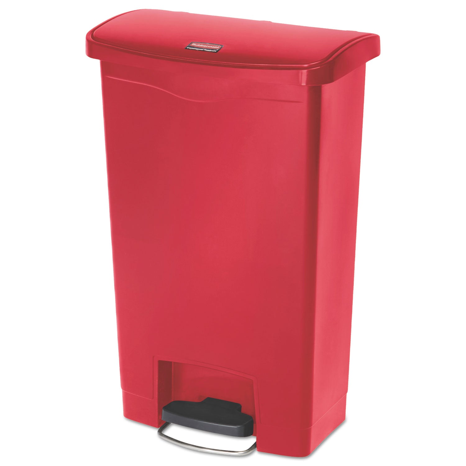 Rubbermaid® Commercial Streamline Resin Step-On Container, Front Step Style, 13 gal, Polyethylene, Red