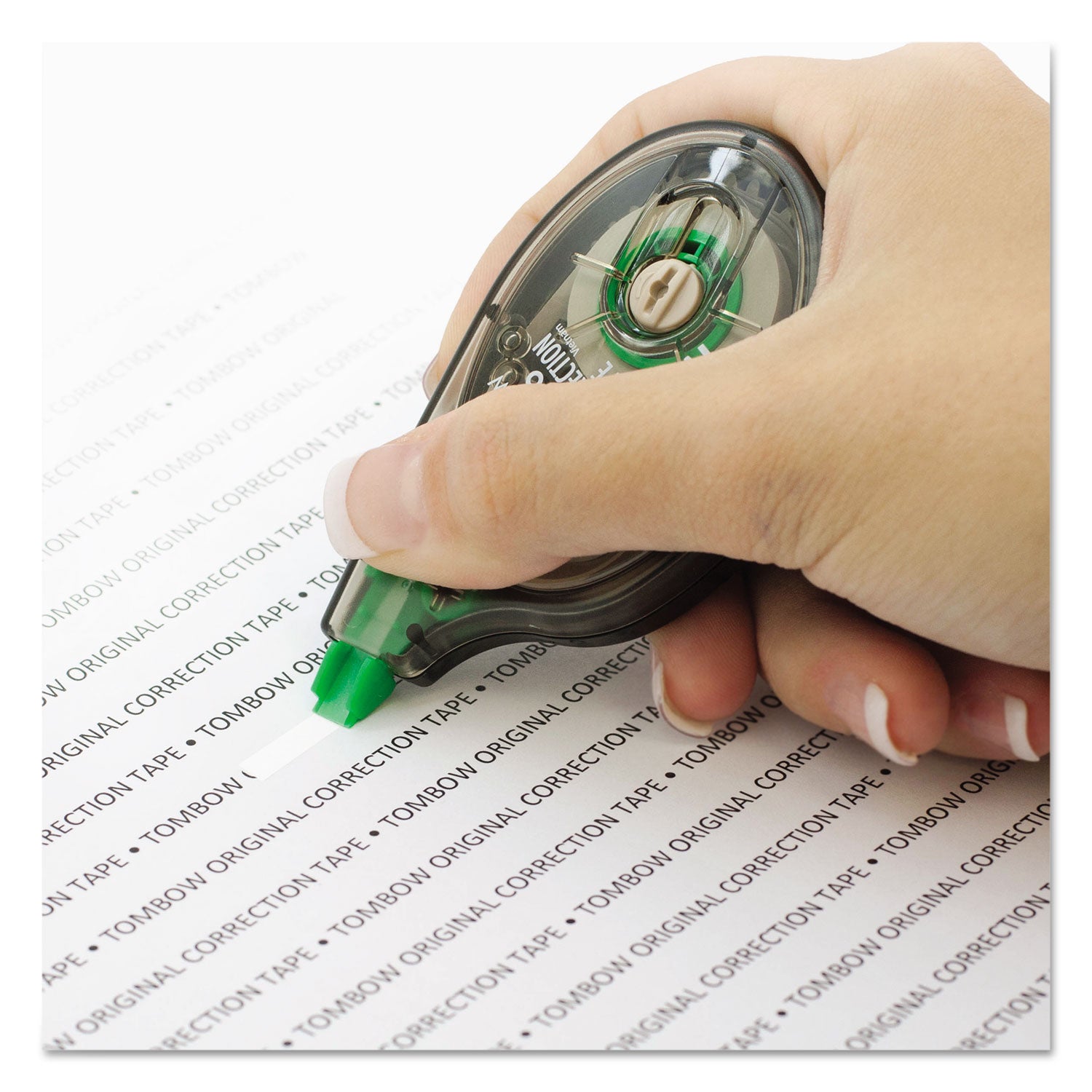 Tombow® MONO Correction Tape, Non-Refillable, Gray/Clear Applicator, 0.17" x 394", White Tape, 2/Pack