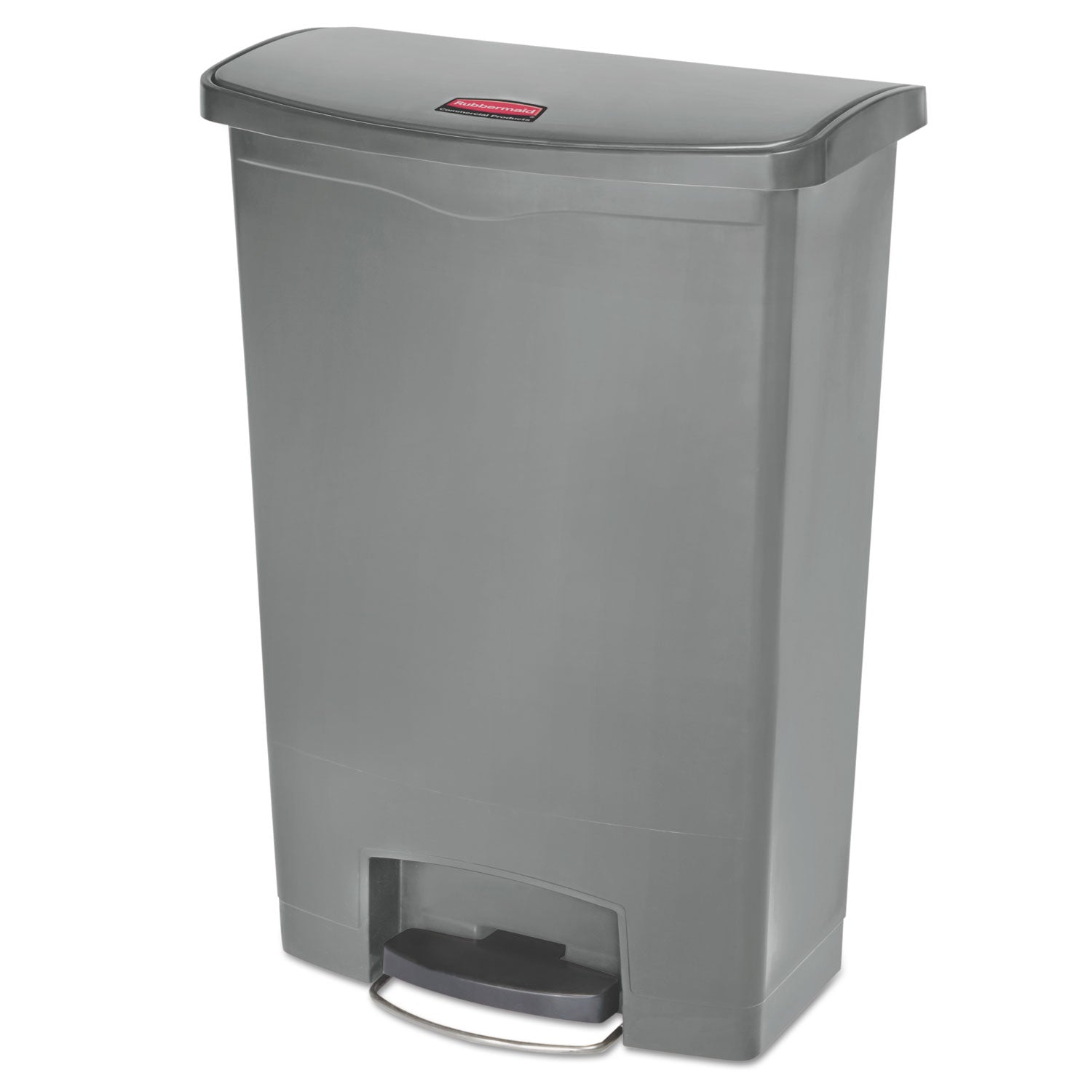 Rubbermaid® Commercial Streamline Resin Step-On Container, Front Step Style, 24 gal, Polyethylene, Gray