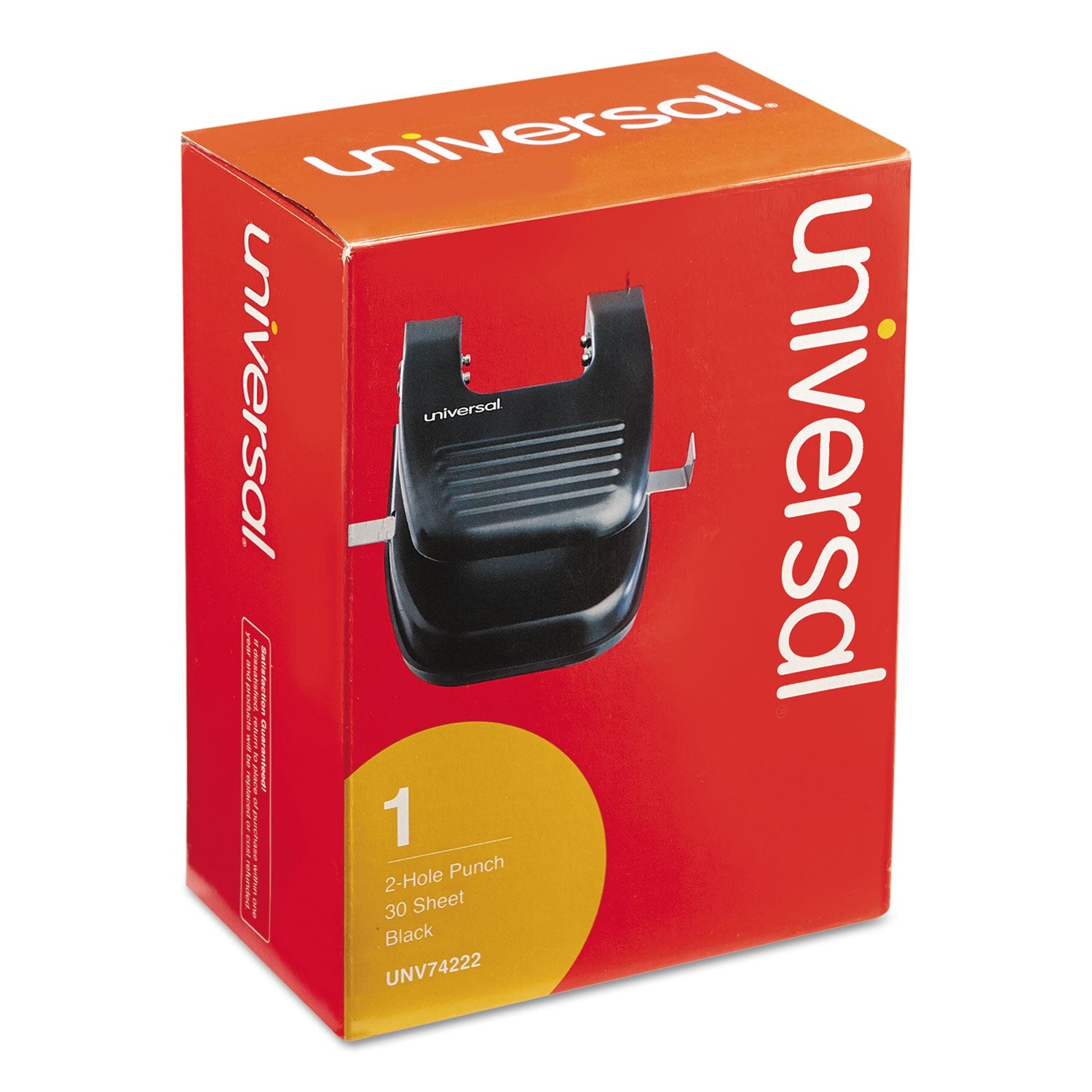 Universal® 30-Sheet Two-Hole Punch, 9/32" Holes, Black