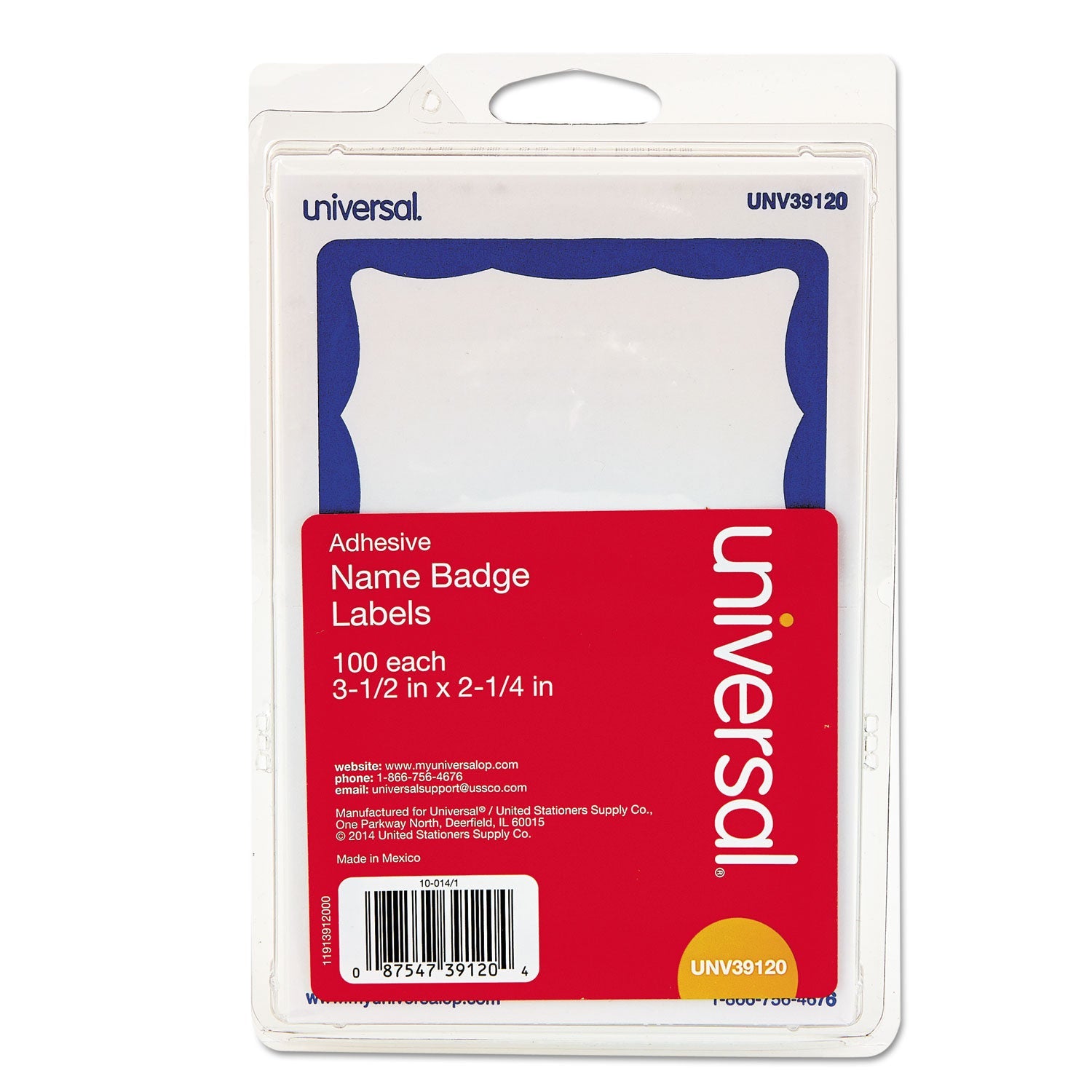 Self-Adhesive Name Badges | White/Blue | 100/pack