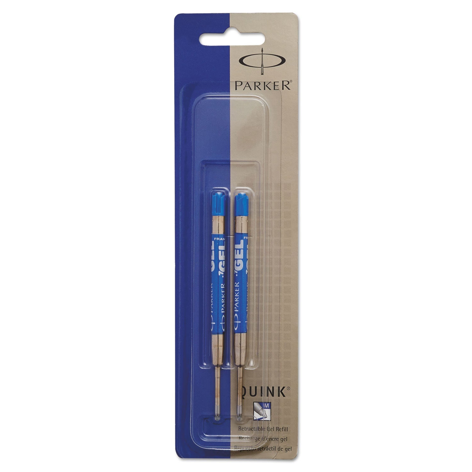 Parker® Refill For Parker Retractable Gel Ink Roller Ball Pens, Medium Conical Tip, Blue Ink, 2/pack