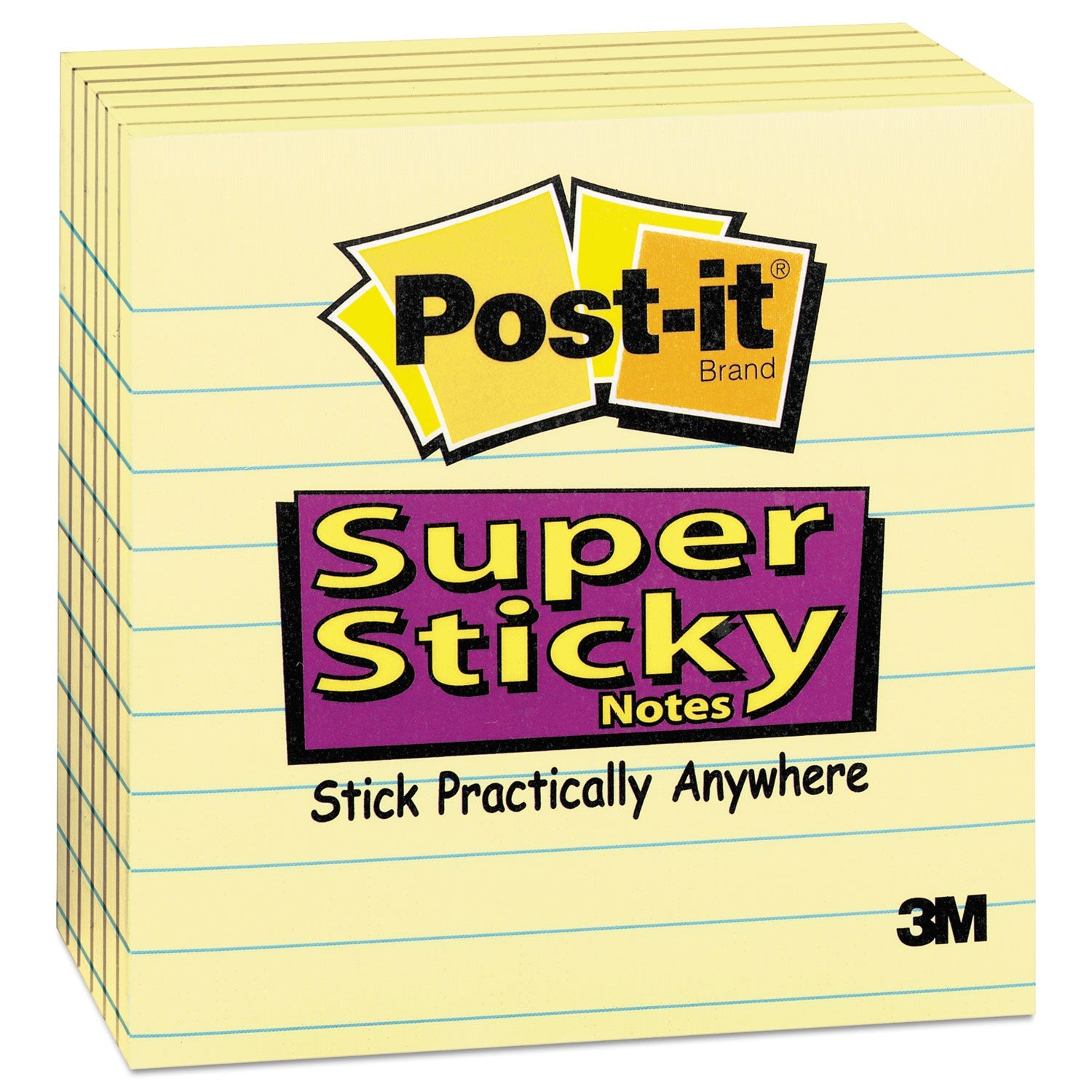 Super Sticky Notes | 4x4 Ruled | Canary | 6-Pk
