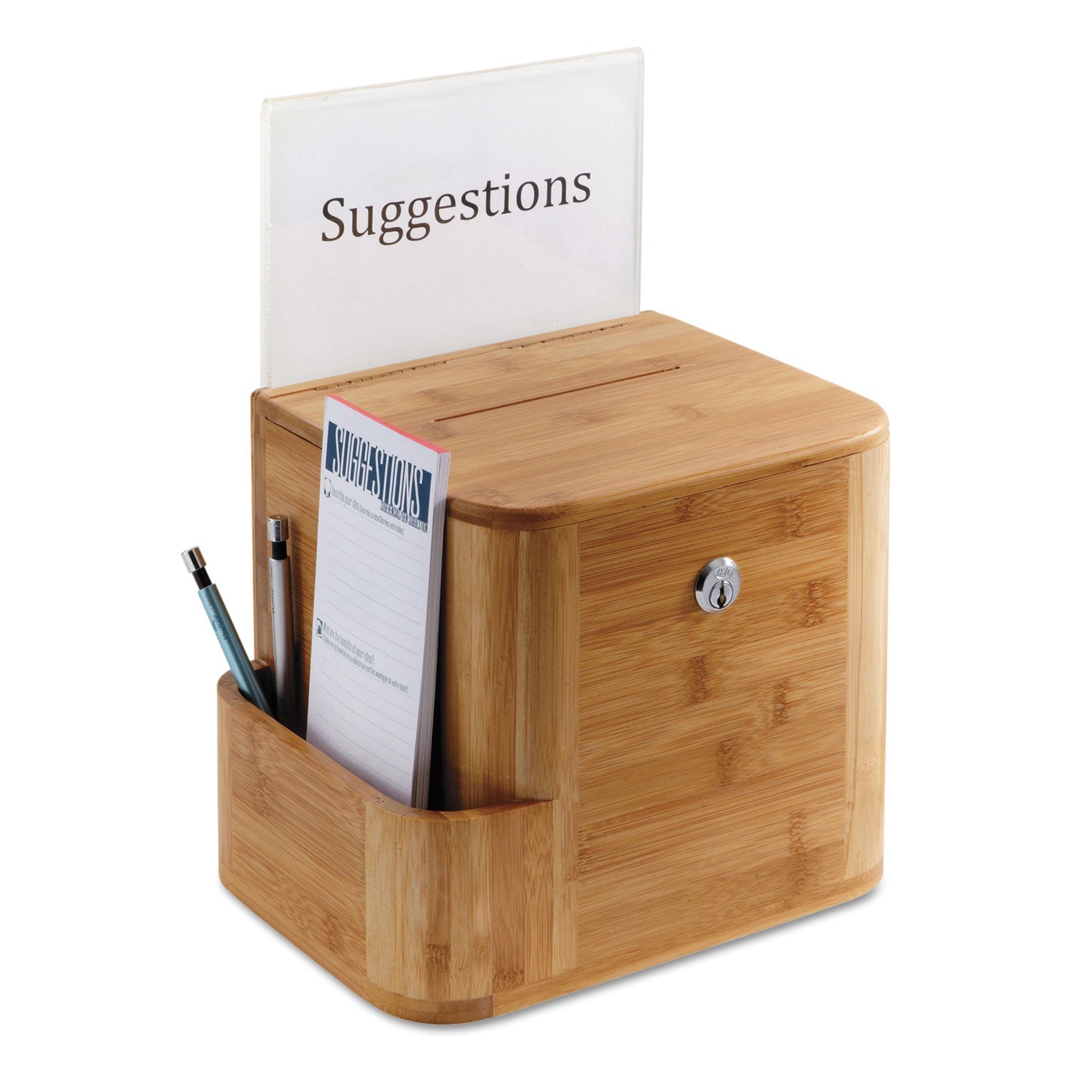 Safco® Bamboo Suggestion Boxes, 10 X 8 X 14, Natural