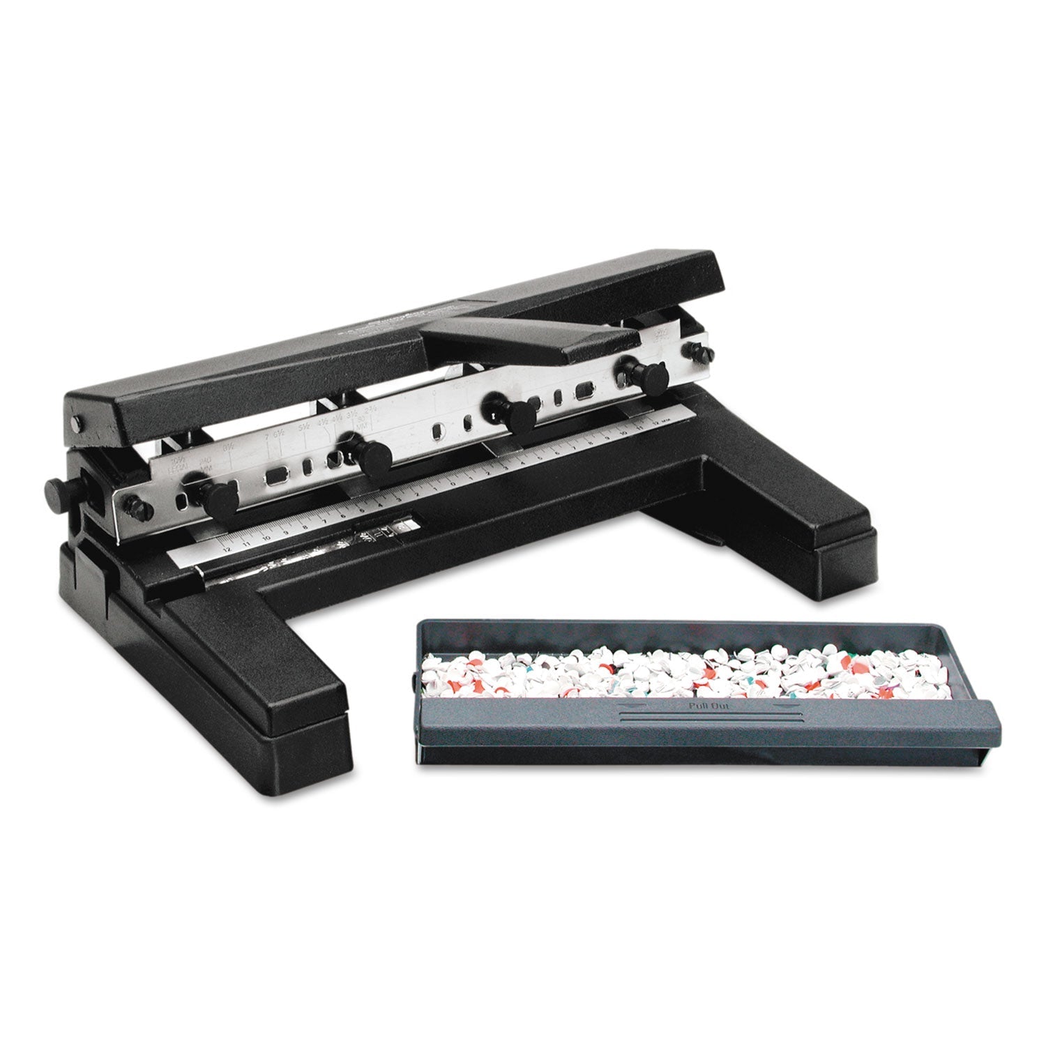 Swingline® 40-Sheet Heavy-Duty Two- To Four-Hole Adjustable Heavy-Duty Paper Punch, 9/32" Holes, Black