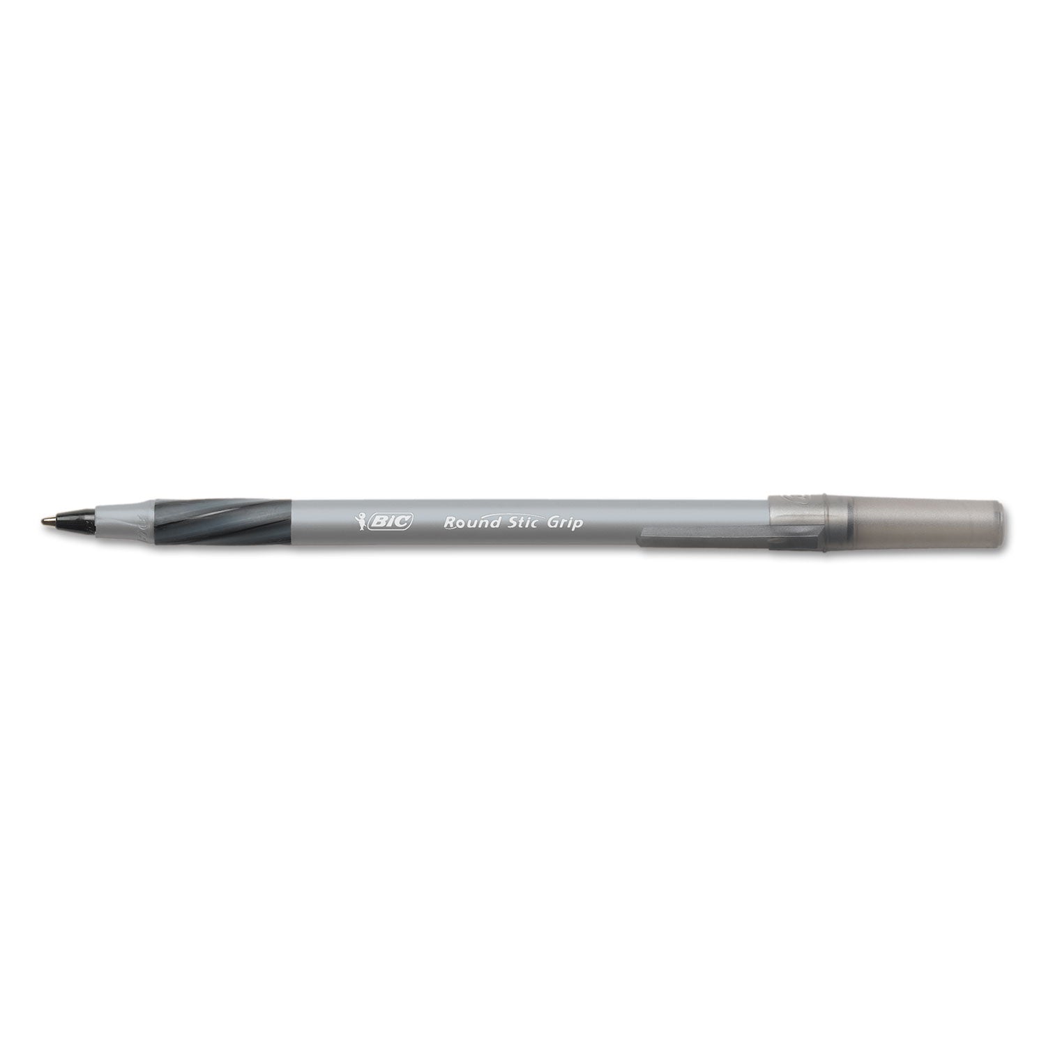 BIC® Round Stic Grip Xtra Comfort Ballpoint Pen Value Pack, Easy-Glide, Stick, Medium 1.2mm, Black Ink, Gray/Black Barrel, 36/Pack