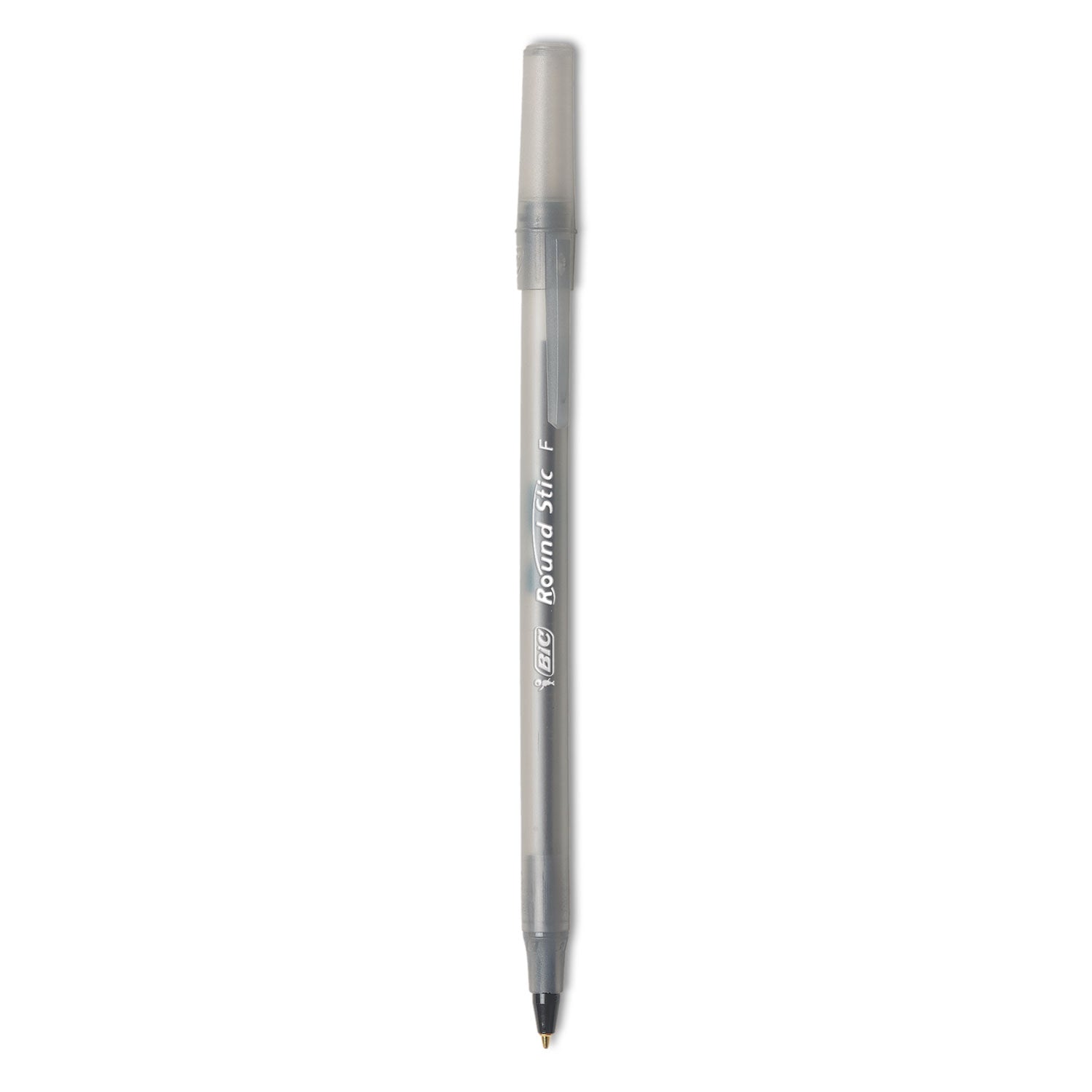 BIC® Round Stic Xtra Life Ballpoint Pen Value Pack, Stick, Medium 1 mm, Black Ink, Translucent Frost Barrel, 60/Box