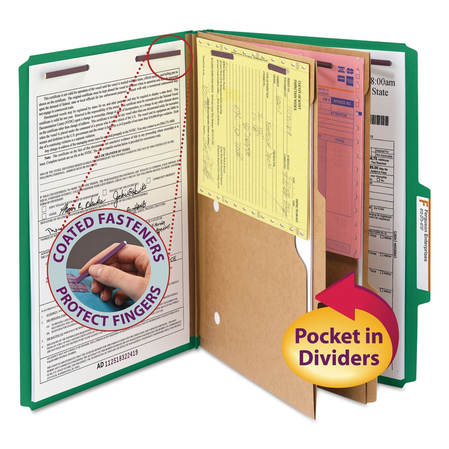 Classification Folders | Smead 6-Section Green