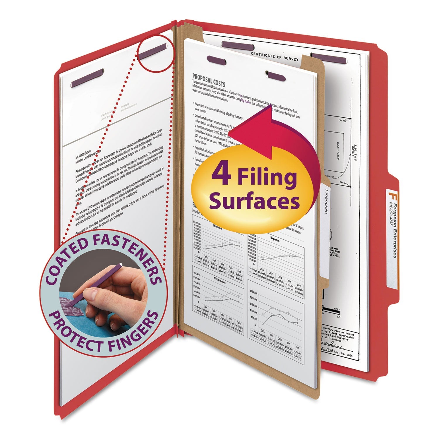 Four-Section Pressboard Classification Folders