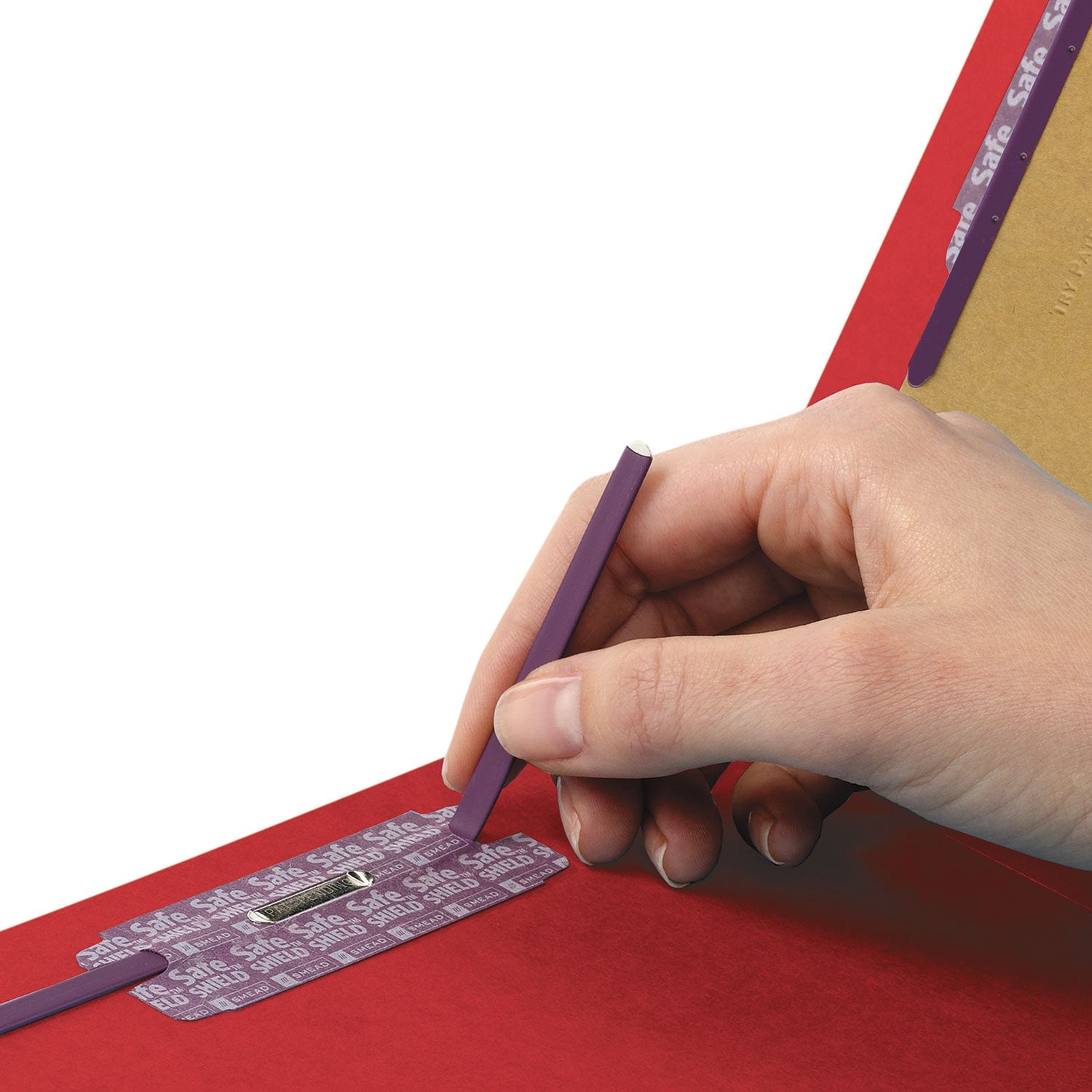 Smead End Tab Pressboard Classification Folders, Six SafeSHIELD Fasteners, 2" Expansion, 2 Dividers, Letter Size, Bright Red, 10/BX