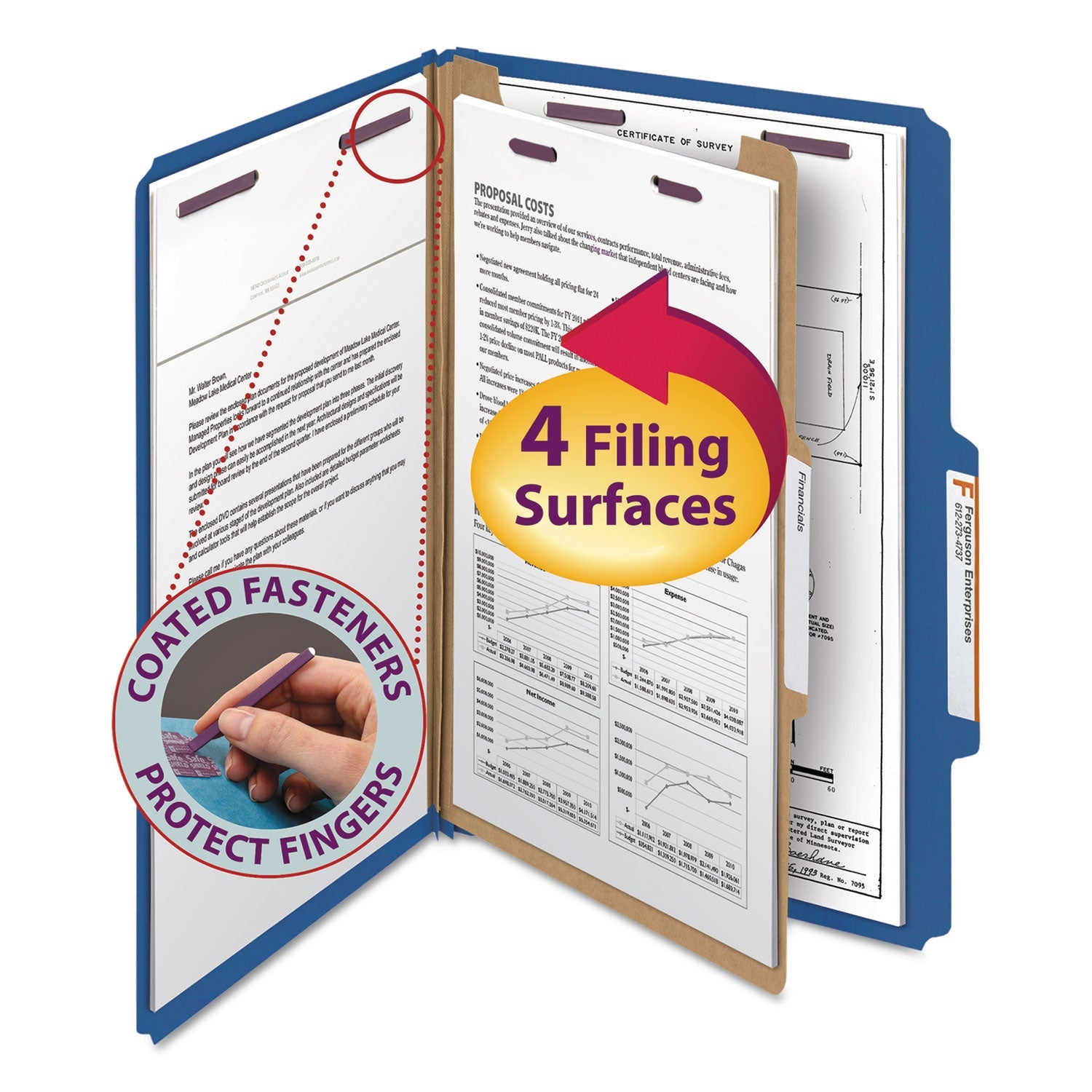 Classification Folders | Smead Four-Section Blue