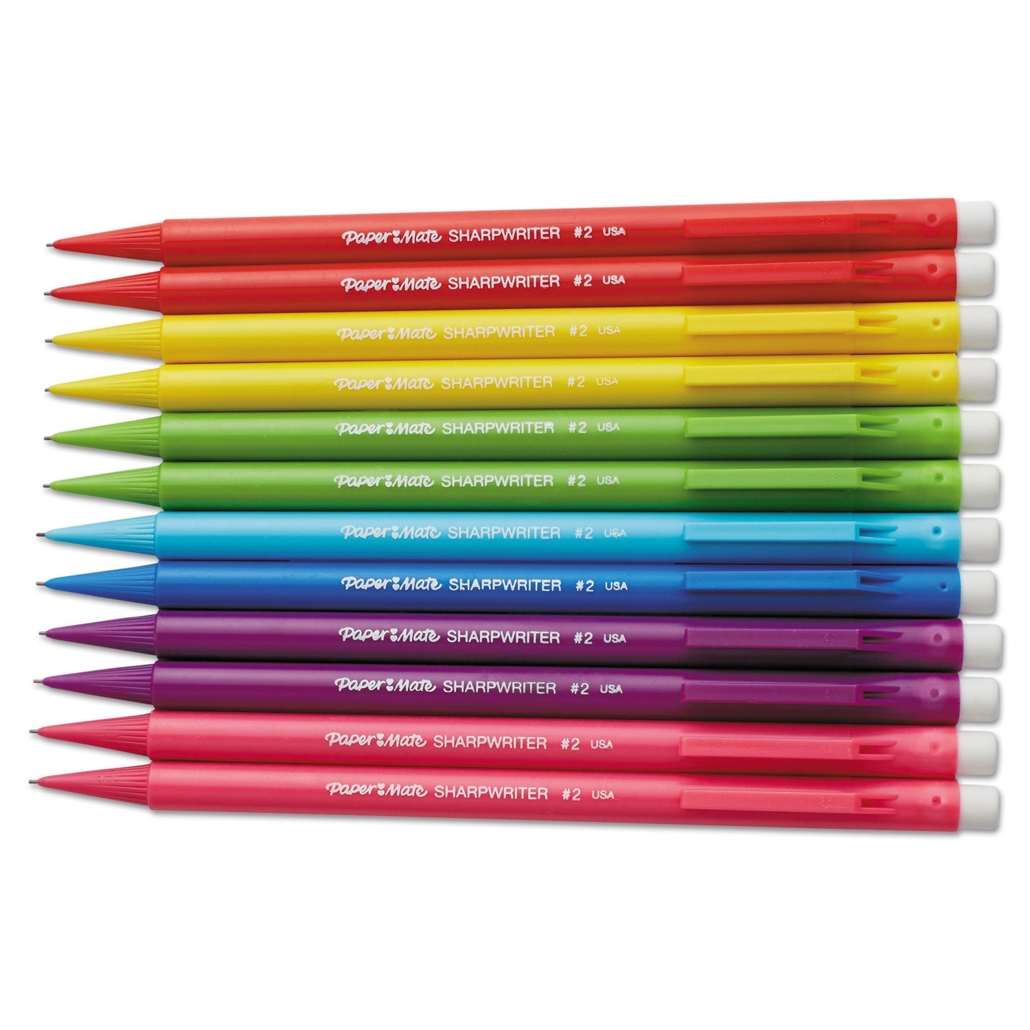 Paper Mate® Sharpwriter Mechanical Pencil, 0.7 mm, F (#2.5), Black Lead, Assorted Barrel Colors, Dozen