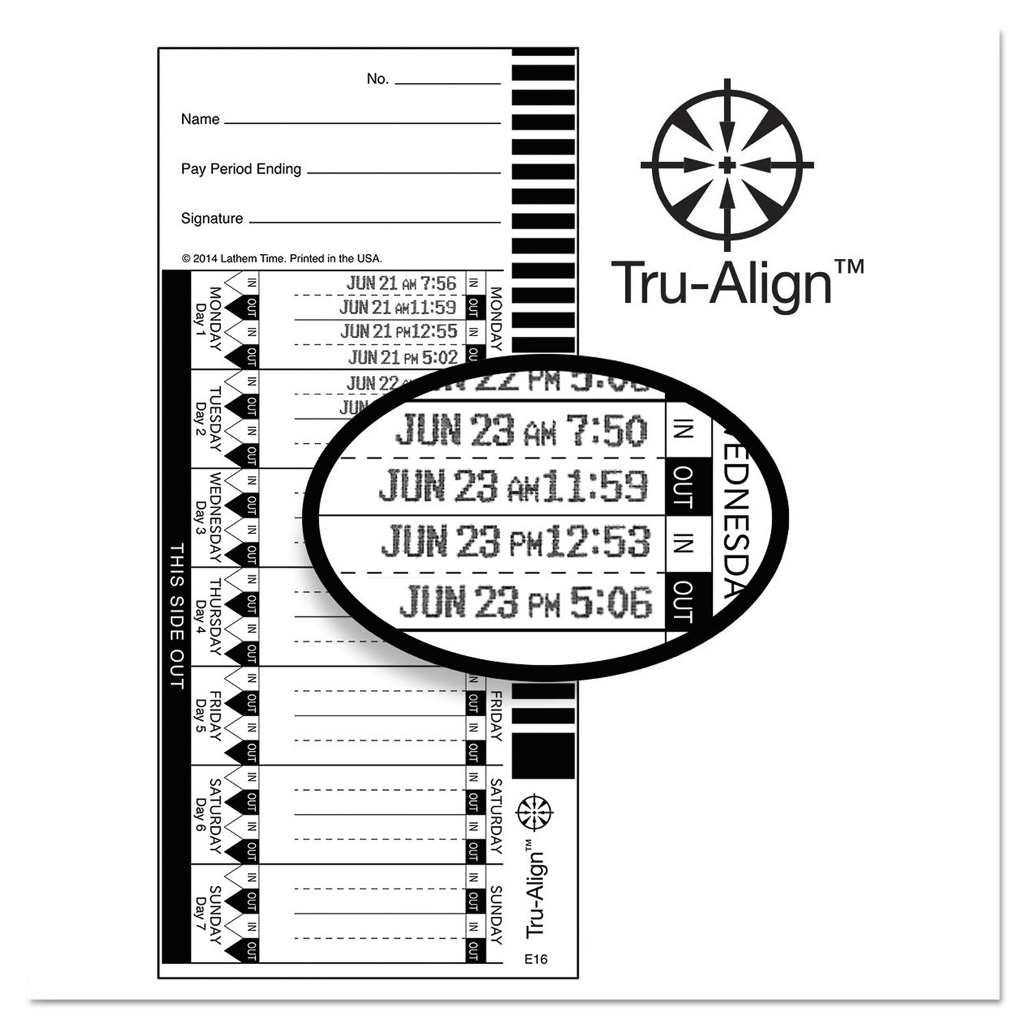 Time Clock Cards | For Lathem 1600e, 100-Pack