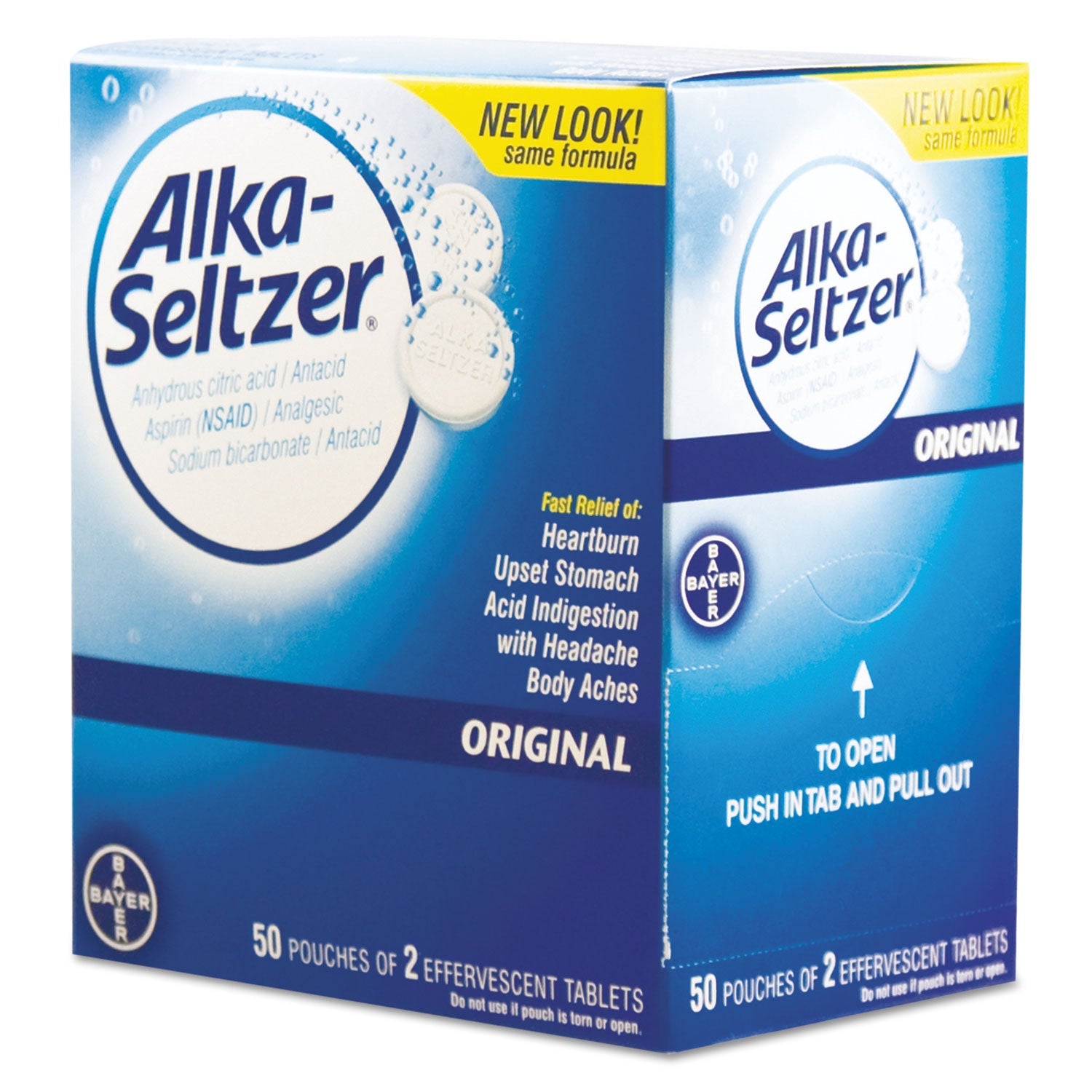 Alka-Seltzer® Antacid And Pain Relief Medicine, Two-Pack, 50 Packs/box