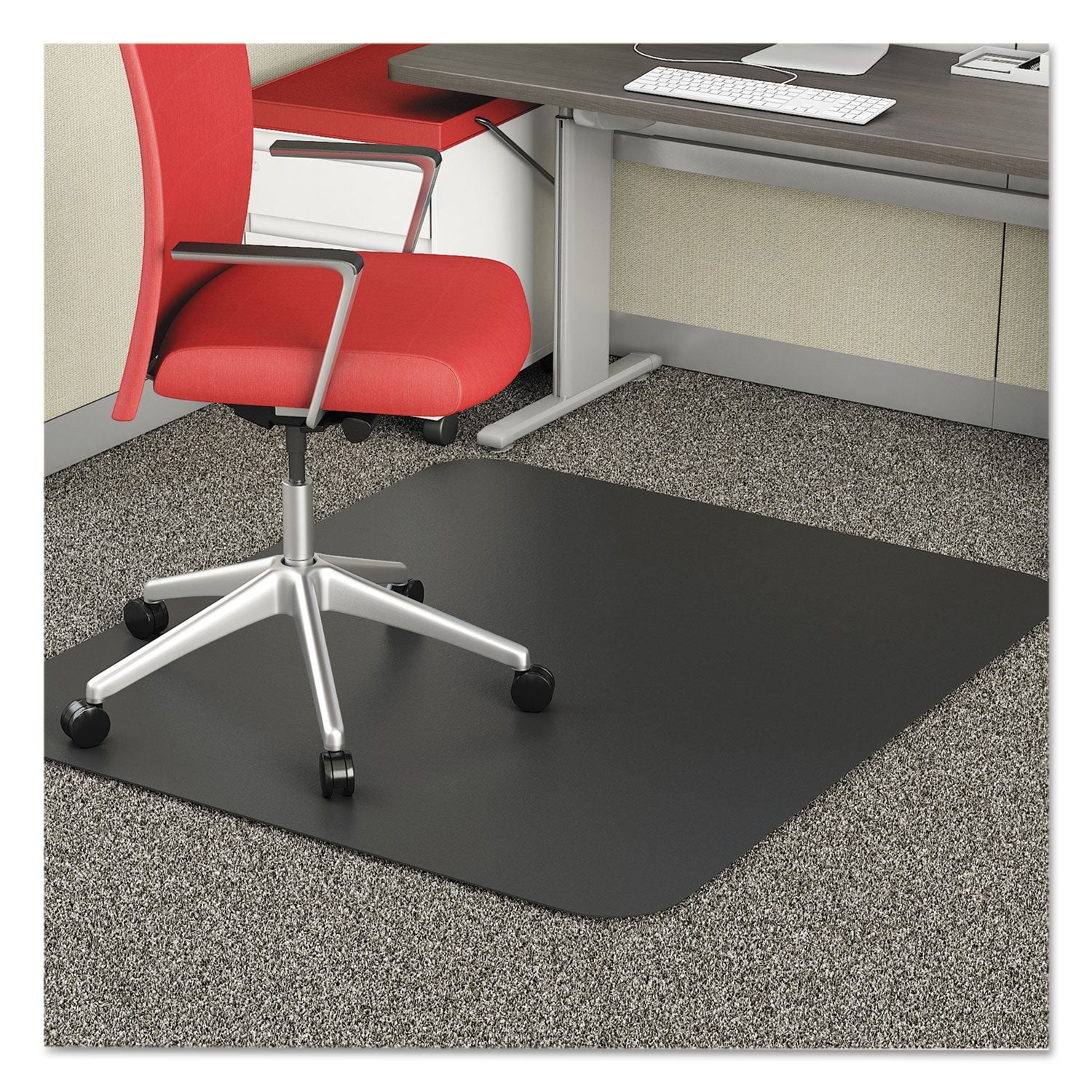 deflecto® Economat Occasional Use Chair Mat For Low Pile Carpet, 46 X 60, Rectangular, Black