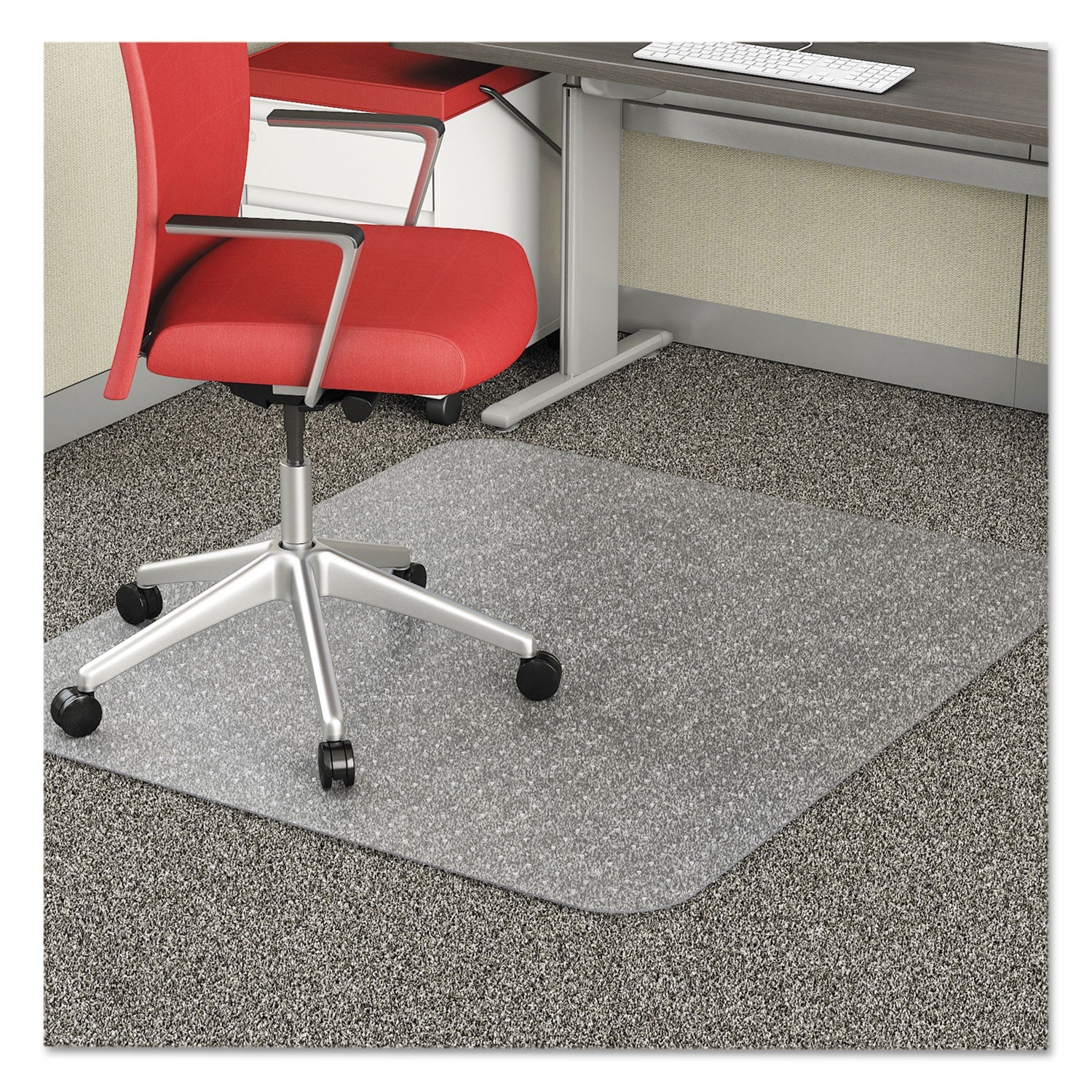 deflecto® Economat Occasional Use Chair Mat, Low Pile Carpet, Flat, 46 X 60, Rectangle, Clear