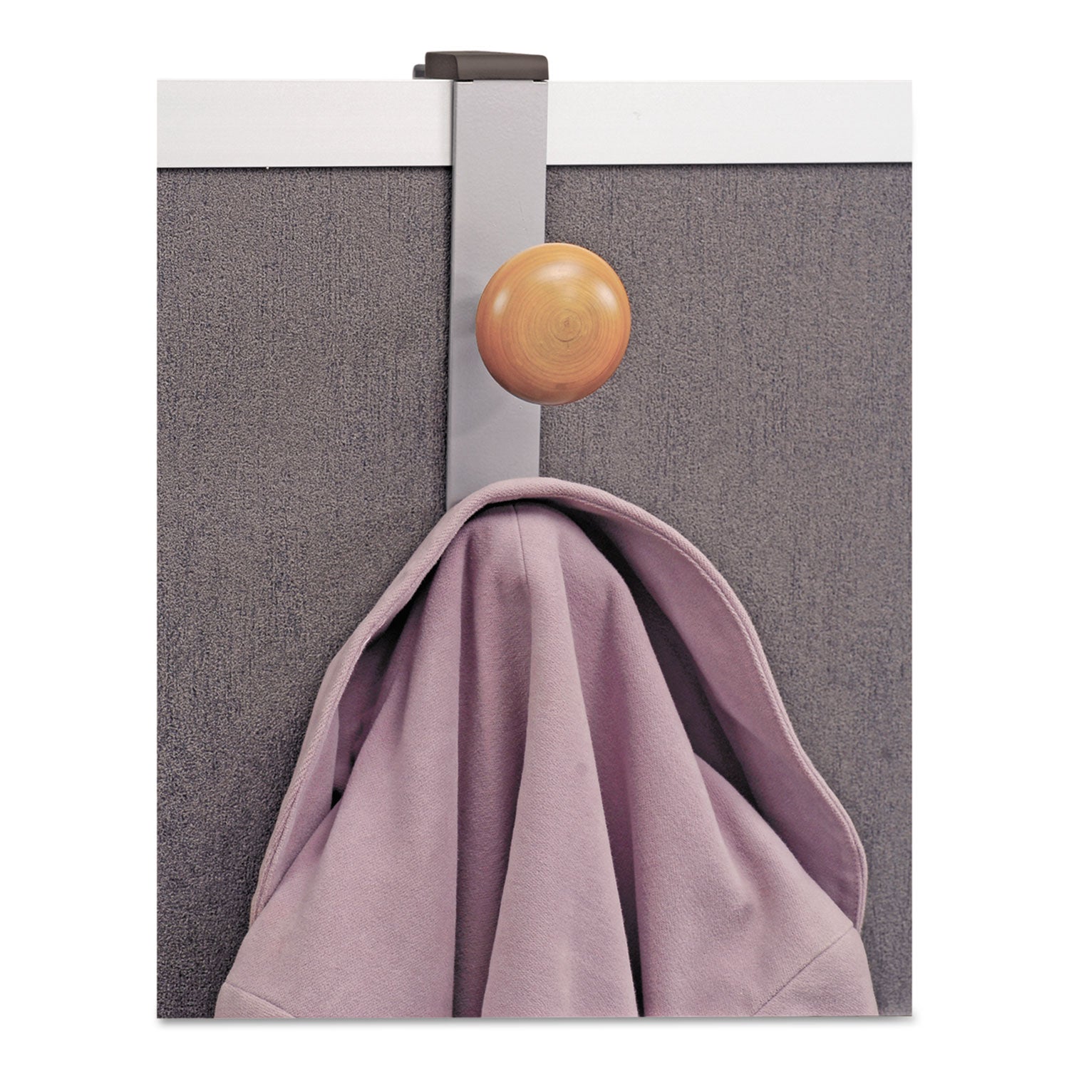 Alba™ Cubicle Garment Peg, 2-Hook, 1.2 x 1.38 x 7.9, Wood, Metallic Gray, 1.5 lb Capacity
