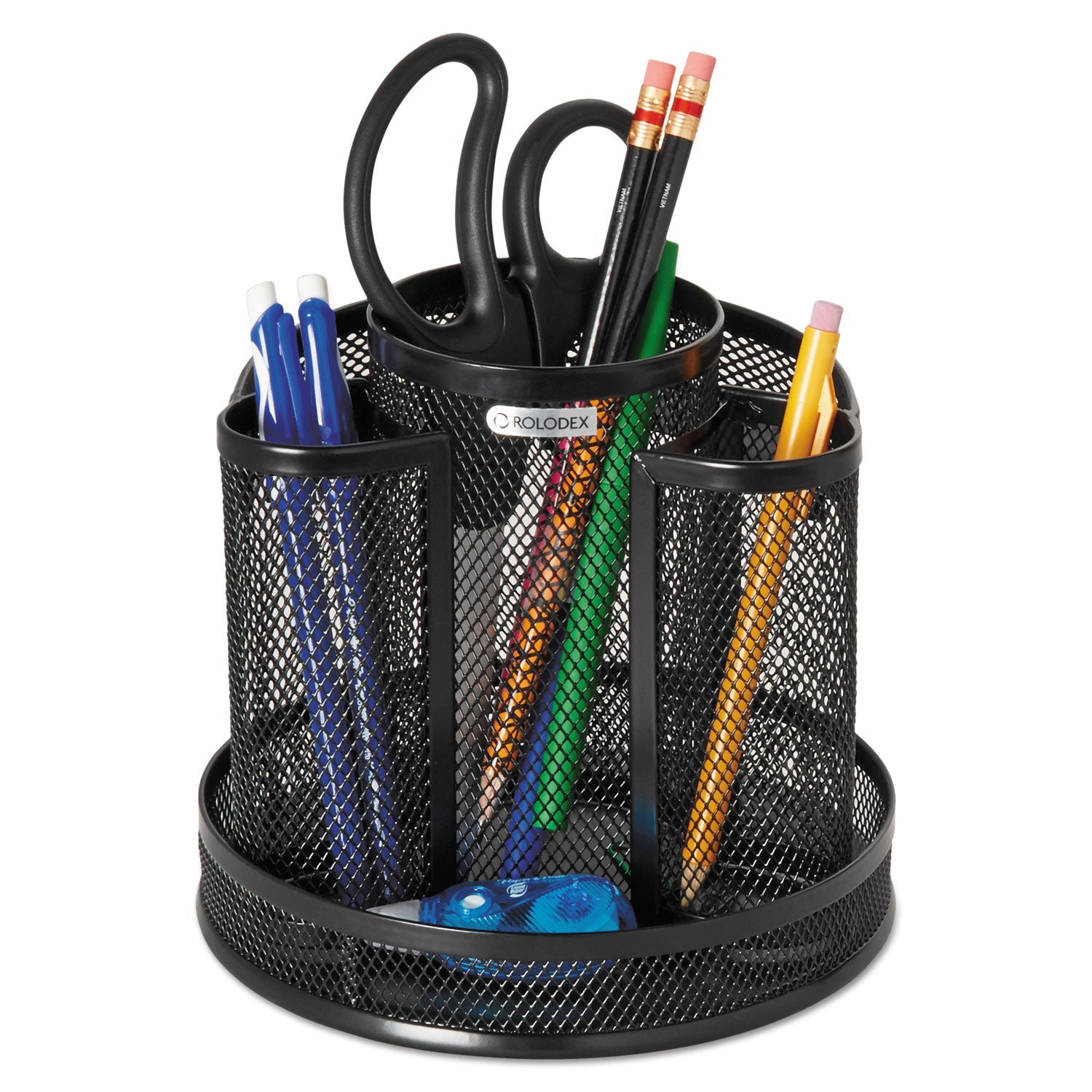 Rolodex™ Wire Mesh Spinning Desk Sorter, 8 Compartments, Steel Mesh, 6.5" Diameter x 6.5"h, Black