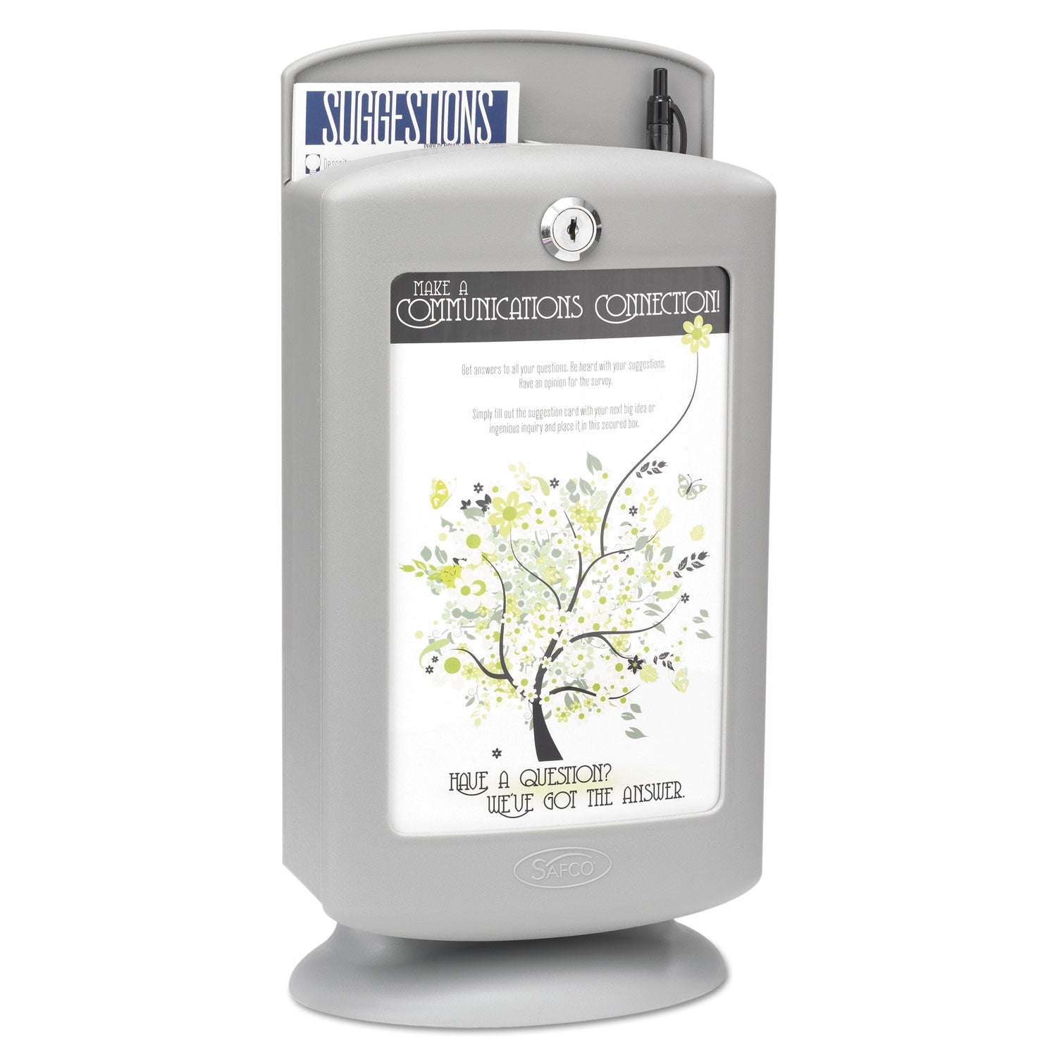 Safco® Customizable Plastic Suggestion Box, 7 x 5 x 14.5, Light Gray