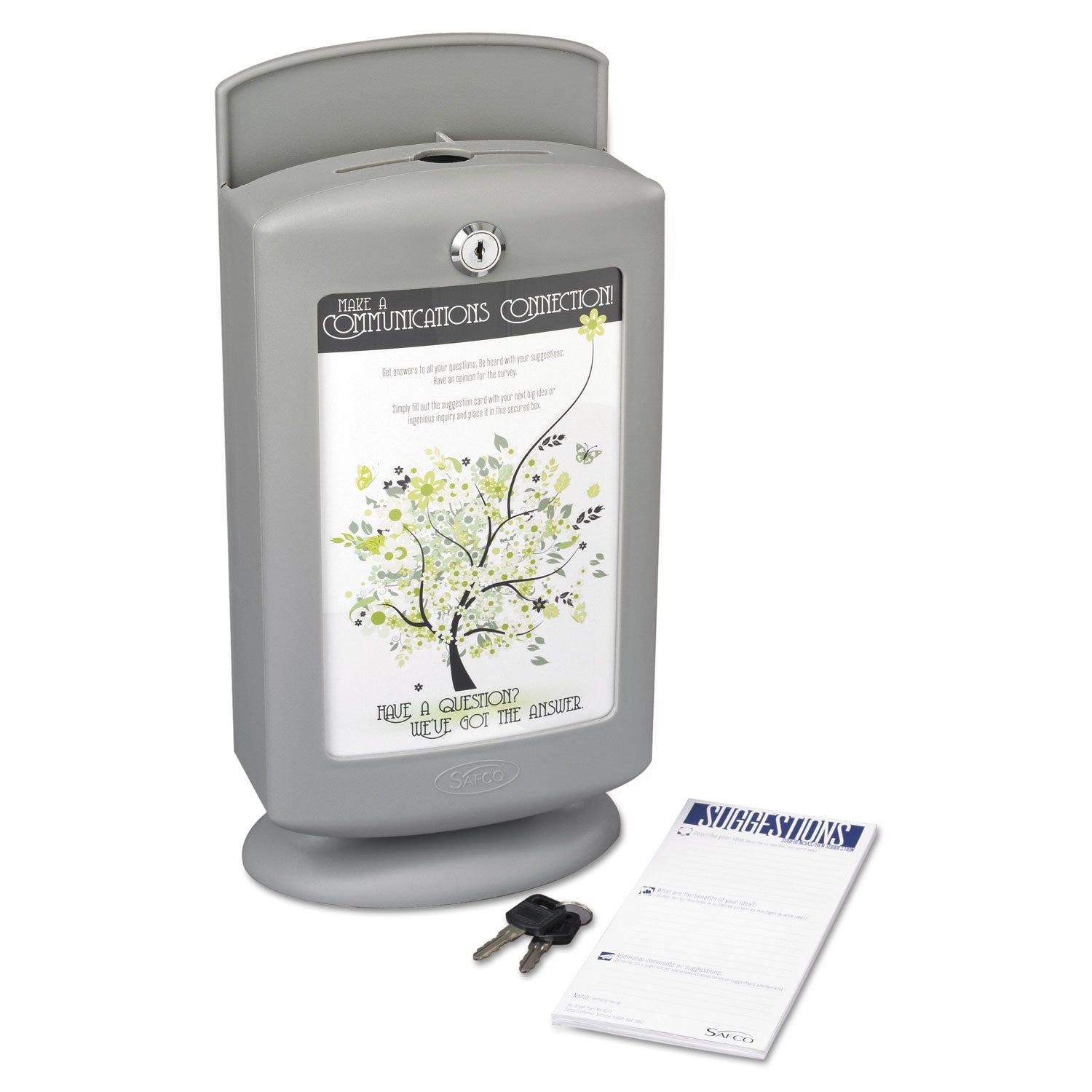 Safco® Customizable Plastic Suggestion Box, 7 x 5 x 14.5, Light Gray