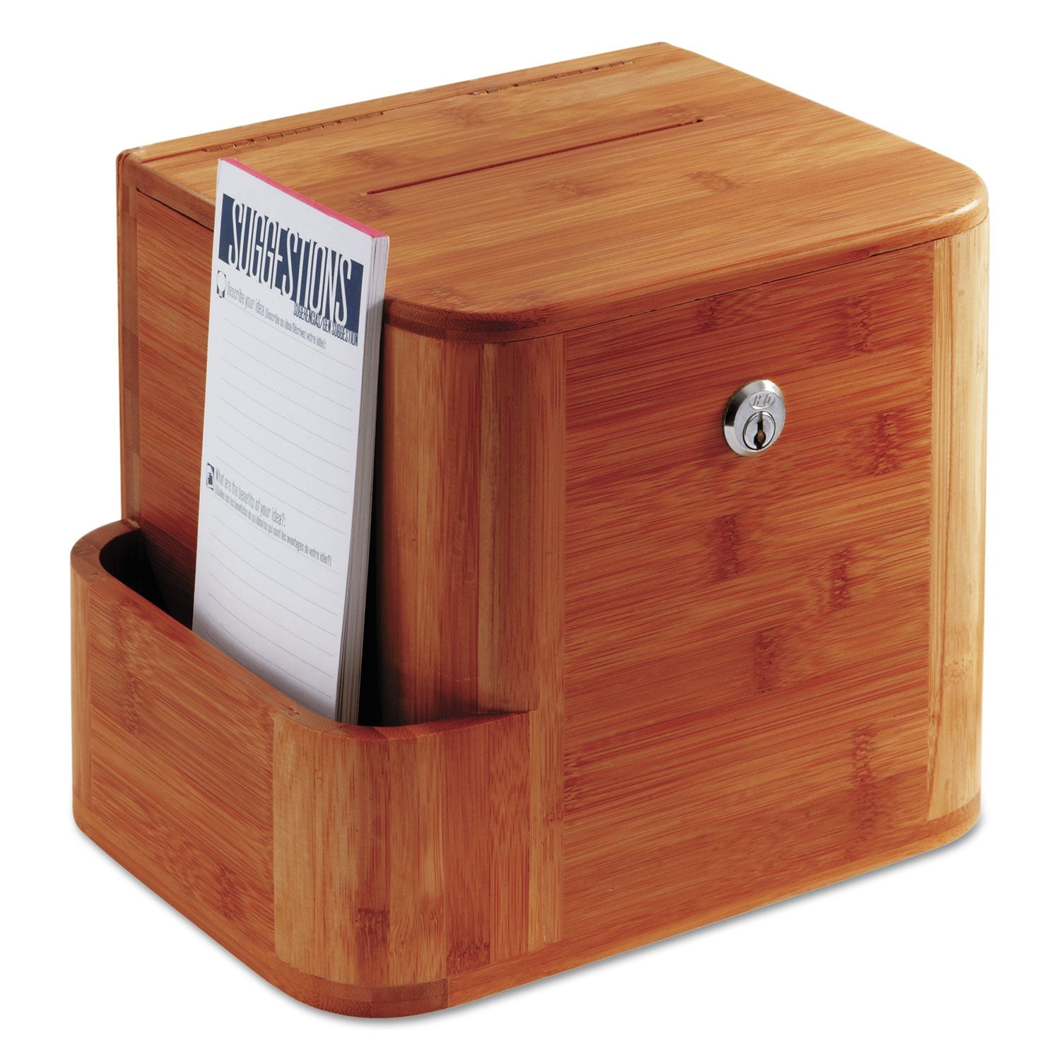 Safco® Bamboo Suggestion Boxes, 10 X 8 X 14, Cherry