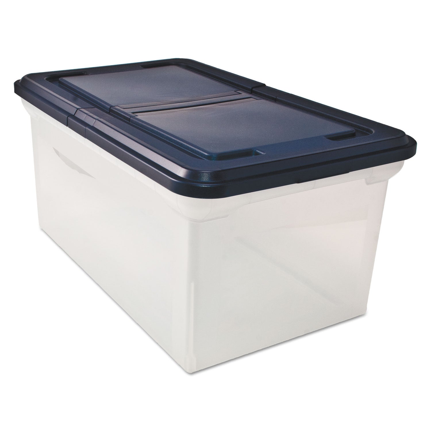 Innovative Storage Designs Extra-Capacity 28" File Tote, Letter Files, 23.25" X 14.25" X 10.63", Clear/navy