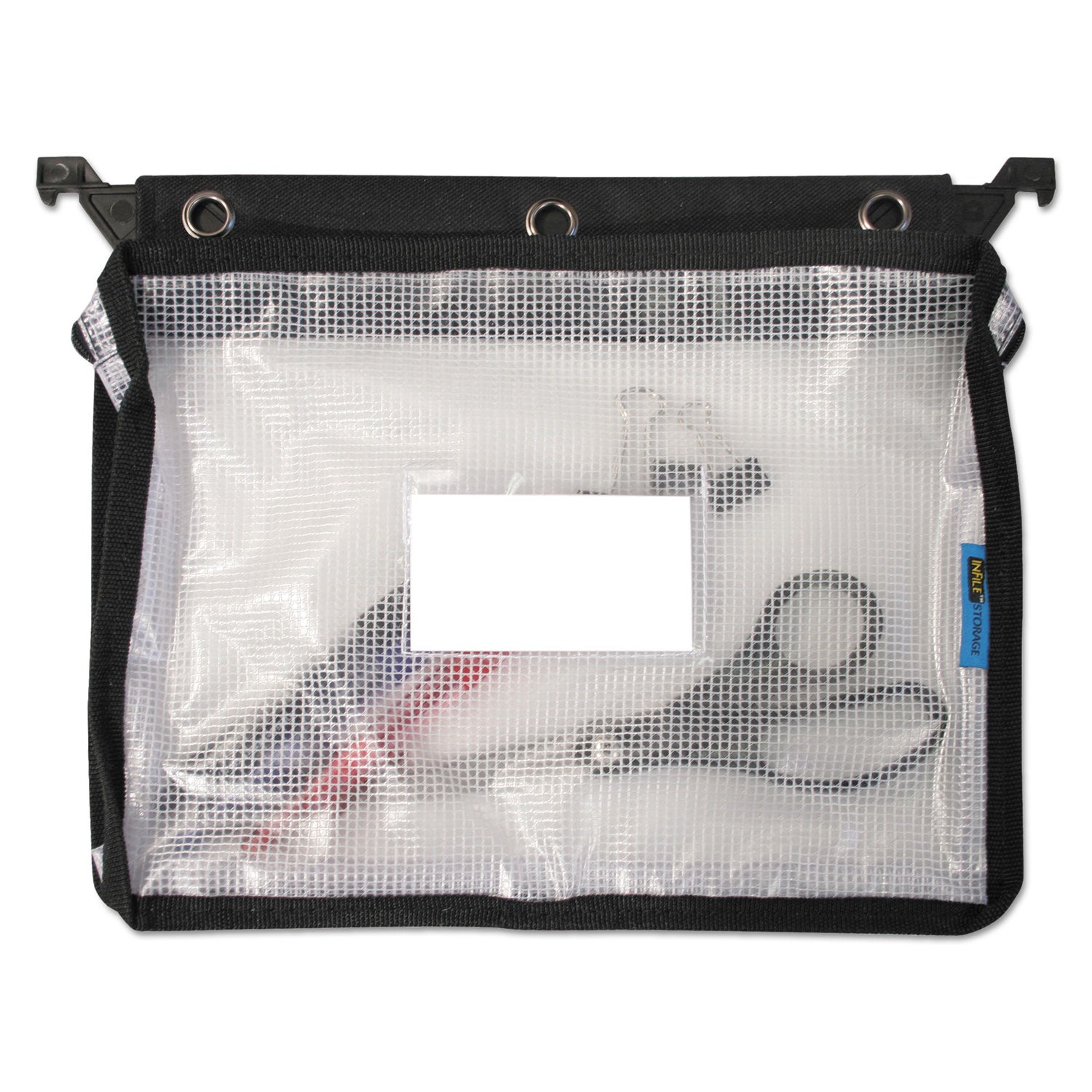 Advantus Expanding Zipper Pouch, 3-Hole Punched, 13" x 9.25", Clear/Black